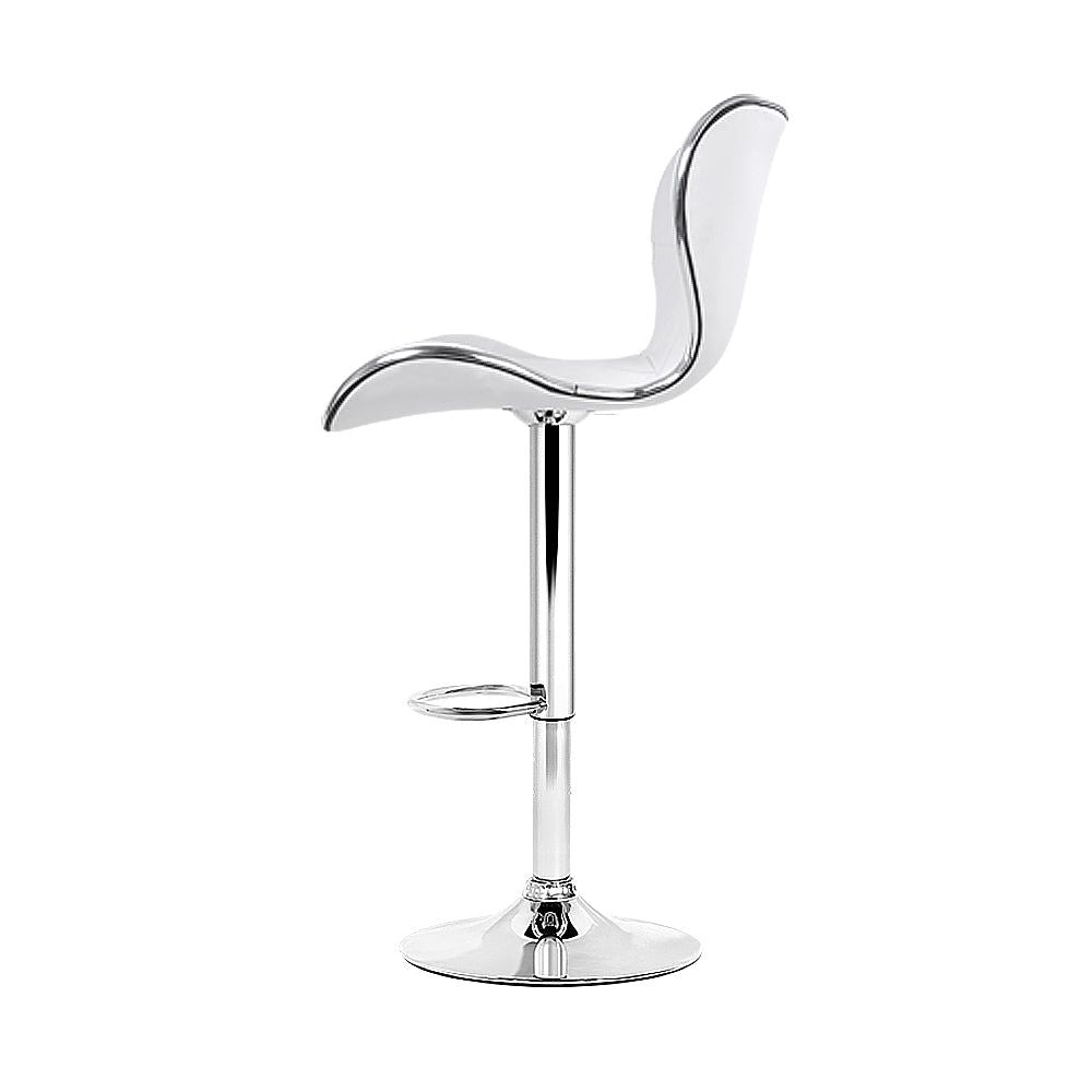 4 Bar Stools with Gas Lift Mechanism & White Leather Seat - Perfect for Kitchen Island, Breakfast Nook, or Home Bar Counter