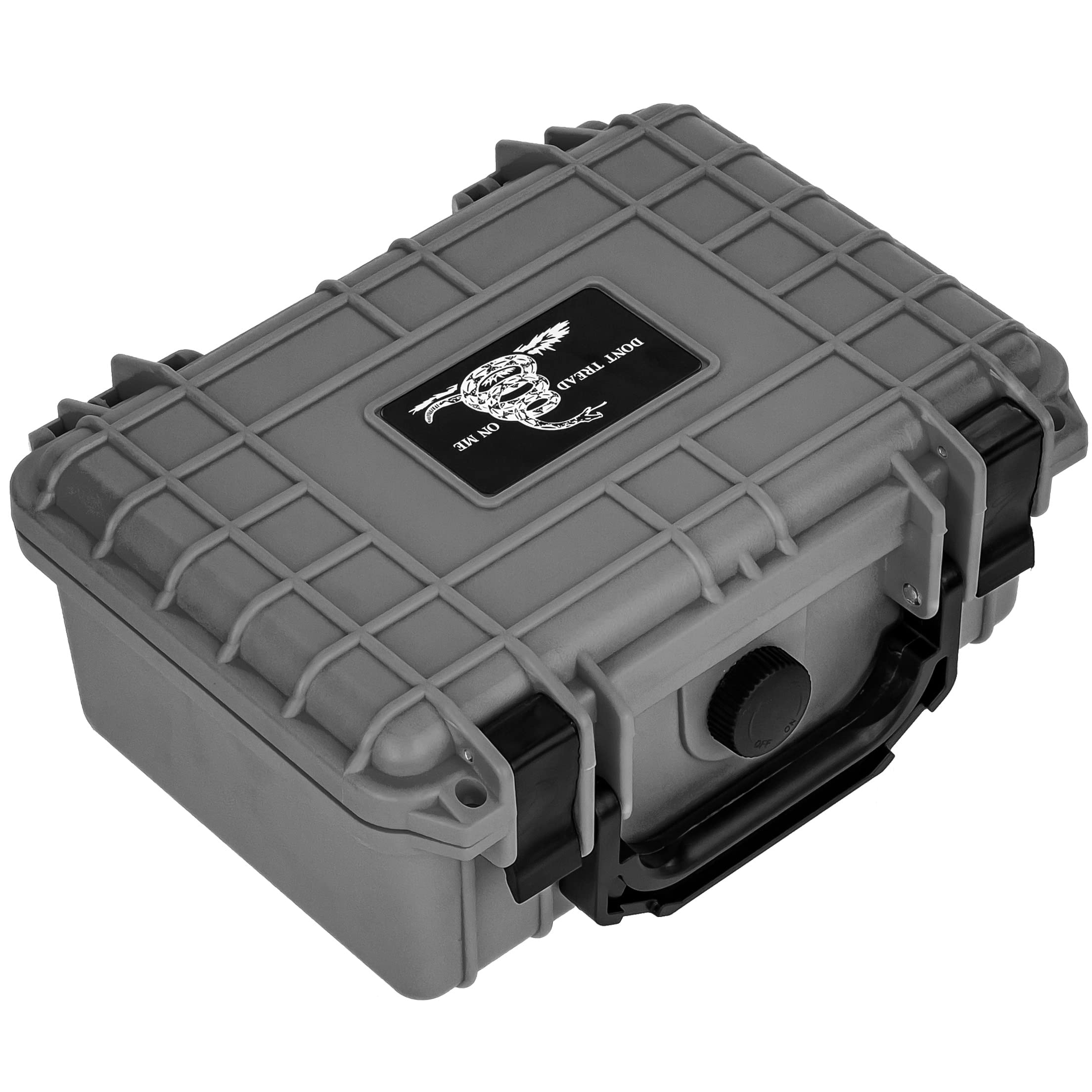 Eylar Don't Tread On Me Hard Pistol Case - X-Small Gray Protective Gun Storage for Handguns | Perfect for Range, Travel & Home Security