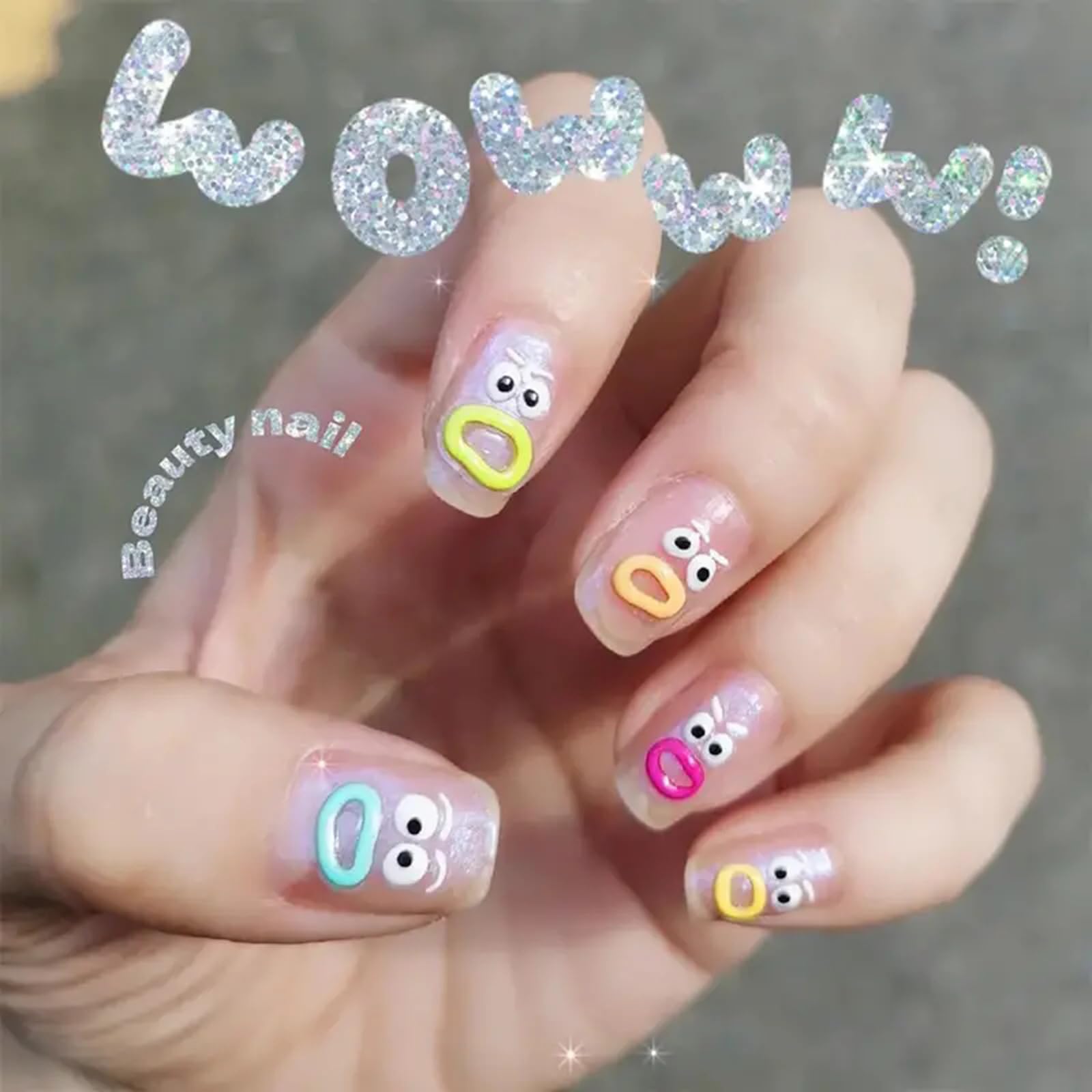 5D Cartoon Nail Stickers - Sausage Lips Design for Women, Party & Salon Use