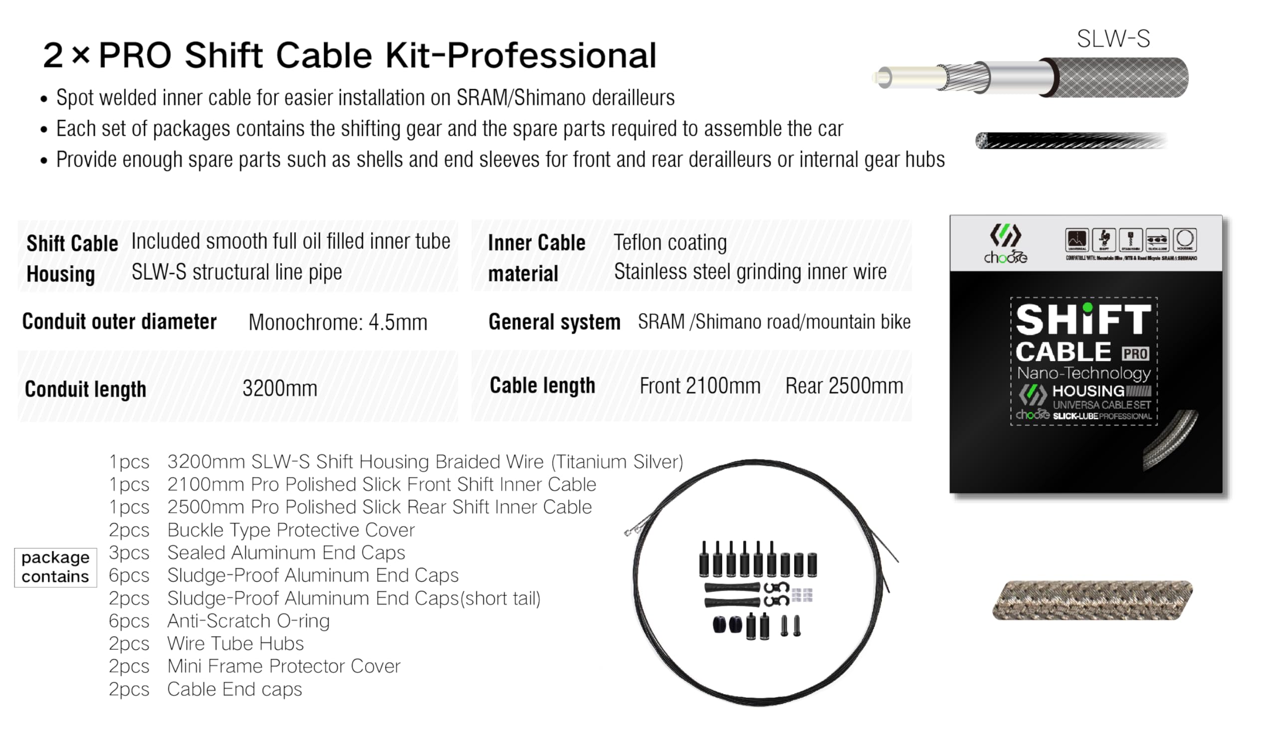Shimano SRAM Road Bike Derailleur Gear Cable Set - CNC Braided Teflon Coated Shifter Cable & Housing for Bicycle Mountain Bike (Black Gold Silver Titanium) - Smooth Shifting for Commuting Racing & Off-Road Cycling