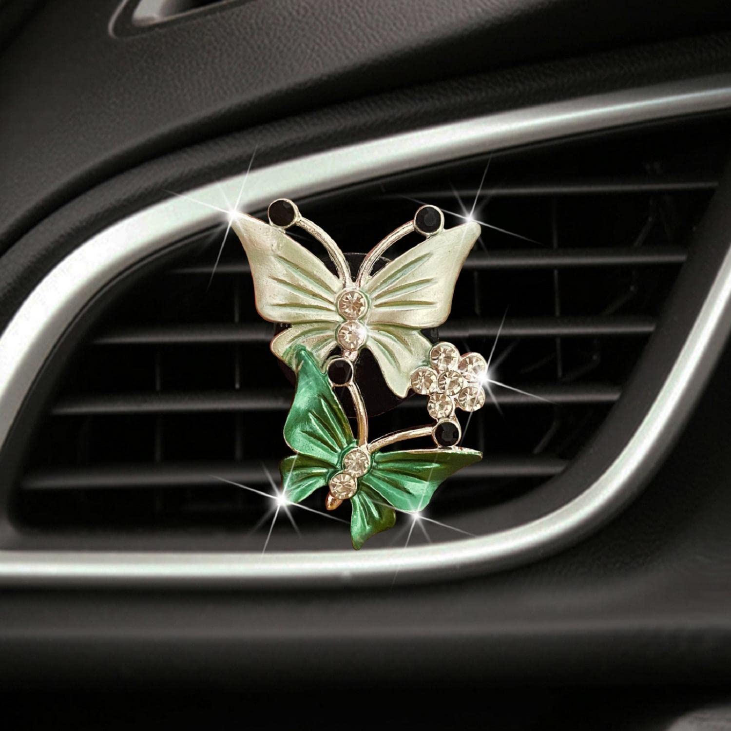 Sparkly Dual Butterfly Diamond Rhinestone Car Air Freshener Vent Clip - Elegant Car Accessories for Women | Perfect for Daily Commute, Road Trips & Gift Giving