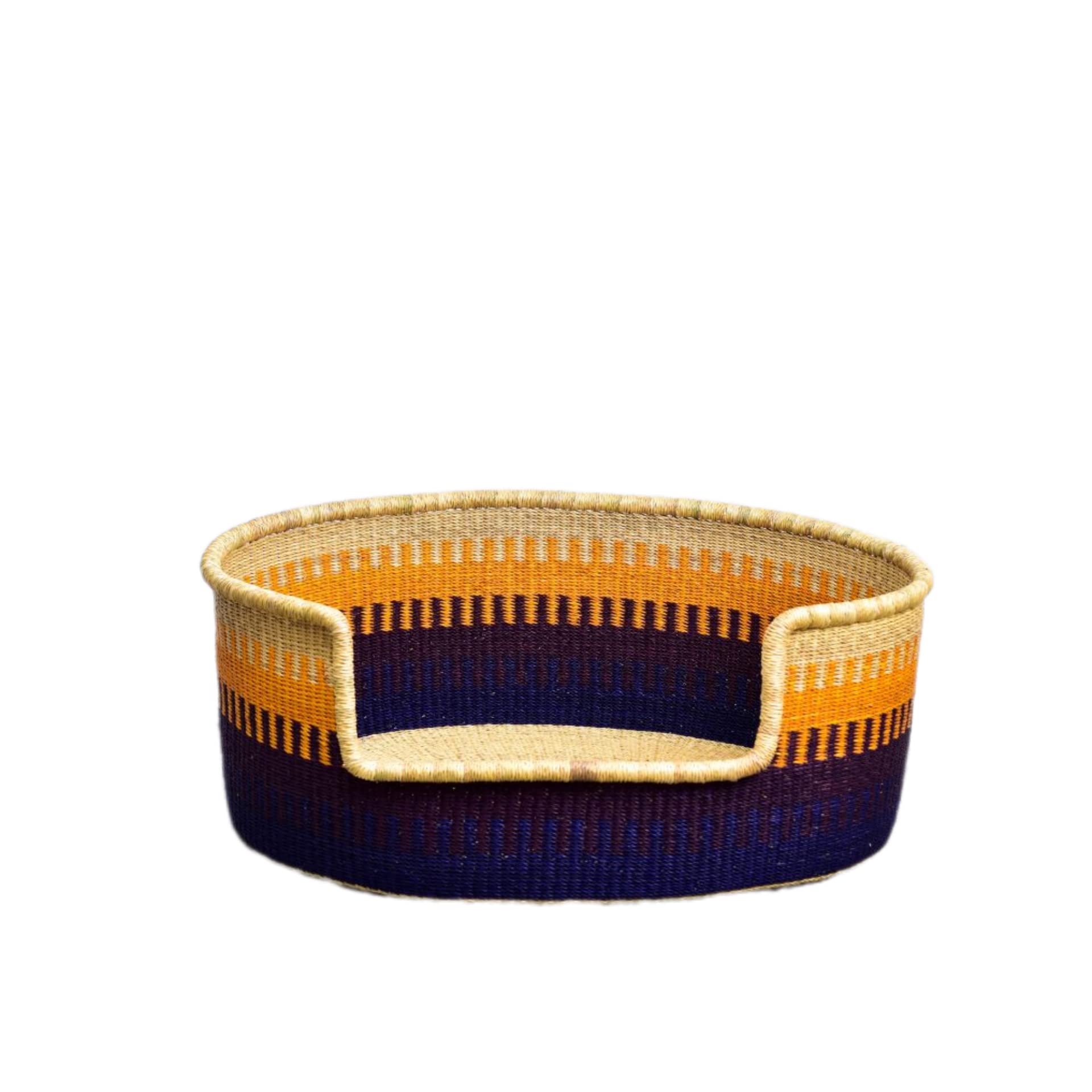 Handmade African Woven Dog Basket - Small, Medium & Large Bolga Pet Bed with Mattress | Natural Wicker Puppy Bed for Indoor & Outdoor Use | Cozy Dog Furniture for Living Room, Patio or Bedroom
