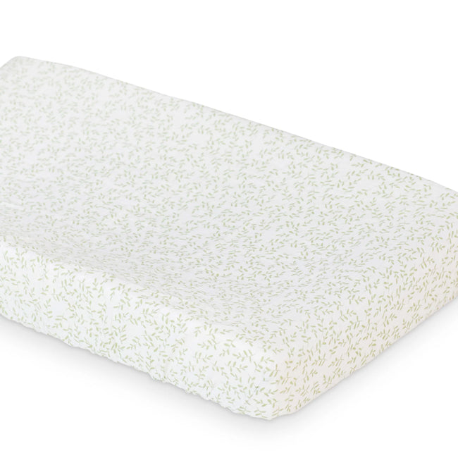 Lulujo Boho Change Pad Cover - Waterproof & Soft Baby Changing Mat Cover with Greenery Print - Perfect for Nursery, Diaper Changing Station & On-the-Go Parenting