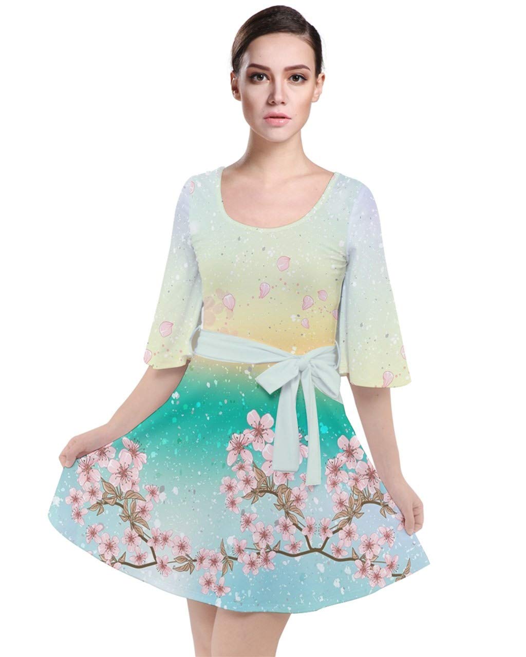 CowCow Women's Green Duck Print Sleeveless Skater Dress - Flowy A-Line Summer Dress for Casual Outings, Picnics & Beach Vacations