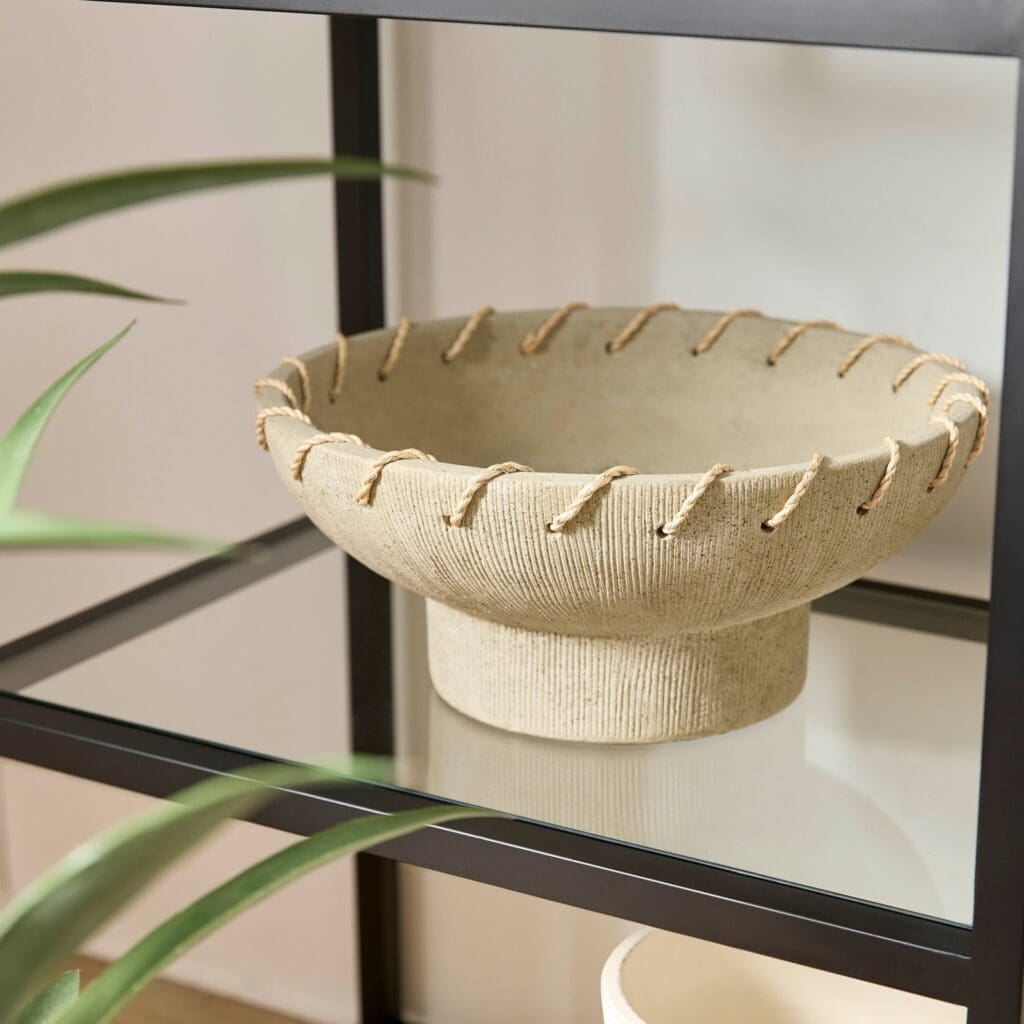 Cyan Design 11587 Eratos Bowl - Grey Ceramic Decorative Bowl for Home Decor, Centerpiece, Fruit Display, and Tabletop Decor
