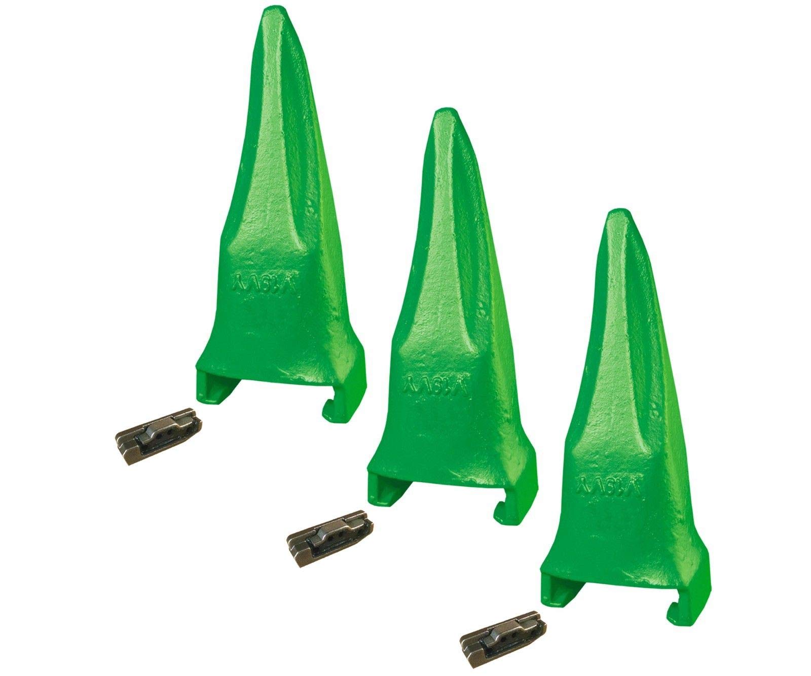 ESCO Style Super V Excavator Bucket Teeth & Pins - 3-Piece Set Fits V19VY & V23PN Models - Heavy Duty Replacement Parts for Tiger Rock Excavation - Perfect for Mining, Construction, and Landscaping Projects