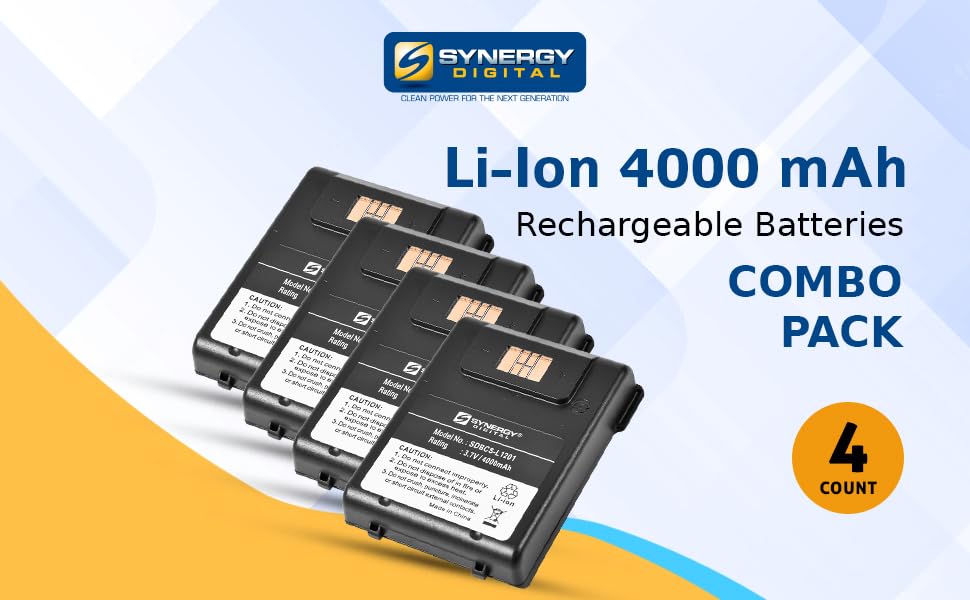 Synergy Digital Intermec 318-043-012 Replacement Battery Combo Pack - 4 x SDBCS-L1201 Batteries for Intermec CN3/CN3e/CN4/CN50 Scanners - Perfect for Warehouse, Retail & Logistics Scanning