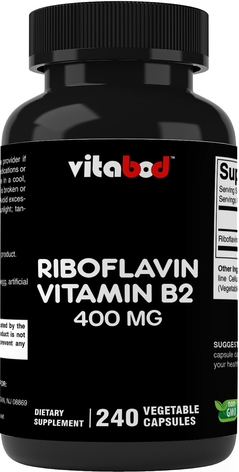 Vitamin B2 (Riboflavin) 400mg - 240 Vegetarian Capsules for Cellular Energy & Red Blood Cell Support | Boost Metabolism & Reduce Fatigue | Perfect for Athletes & Busy Professionals