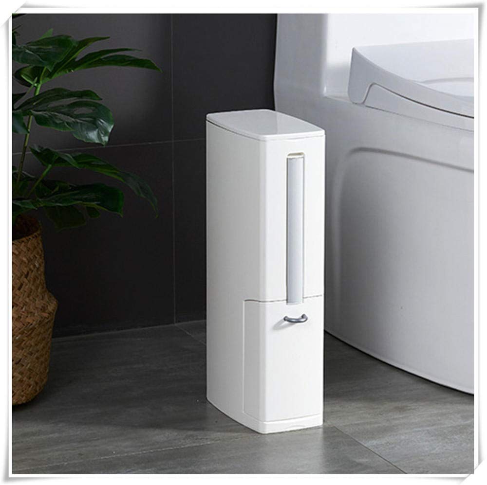 Dalovy Toilet Brush Set - Multi-Functional Bathroom Cleaning Kit with Stand & Waste Bin, White & Brown WC Brush Holder for Toilet Cleaning | Perfect for Home, Hotel & Office Bathroom Maintenance