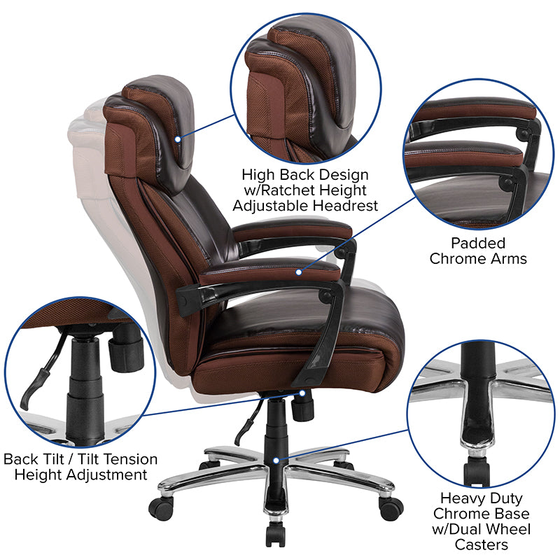 HERCULES Series Big & Tall 500 lb. Capacity Black LeatherSoft Executive Swivel Ergonomic Office Chair with Adjustable Headrest - Perfect for Home Office, Gaming, and Heavy-Duty Workspaces