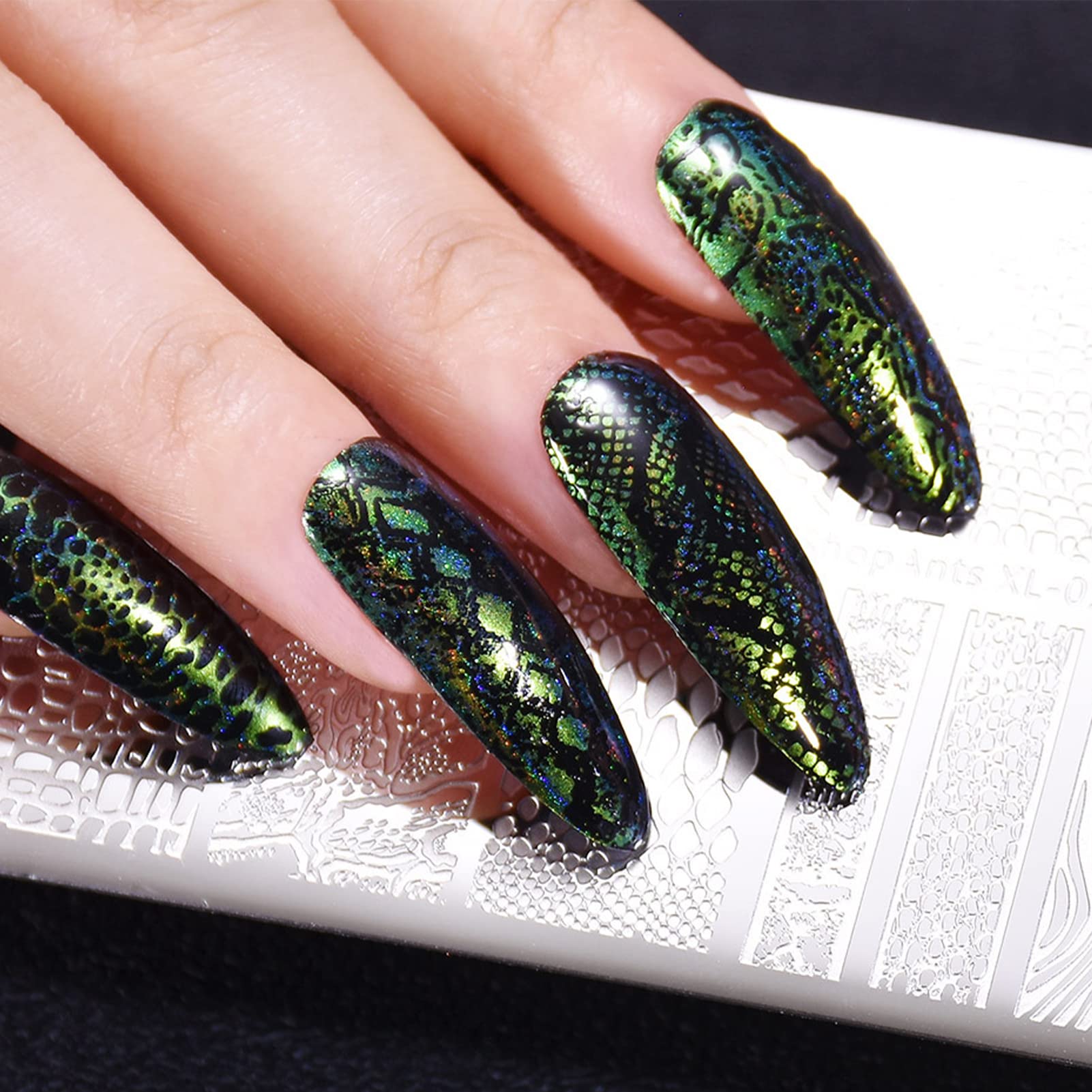 NICENEEDED Snake & Geometry Nail Art Stamping Plates - DIY Nail Stamp Templates with Animal Designs for Professional Nail Art Tools | Perfect for Salon, Home Manicure & Creative Nail Decorations