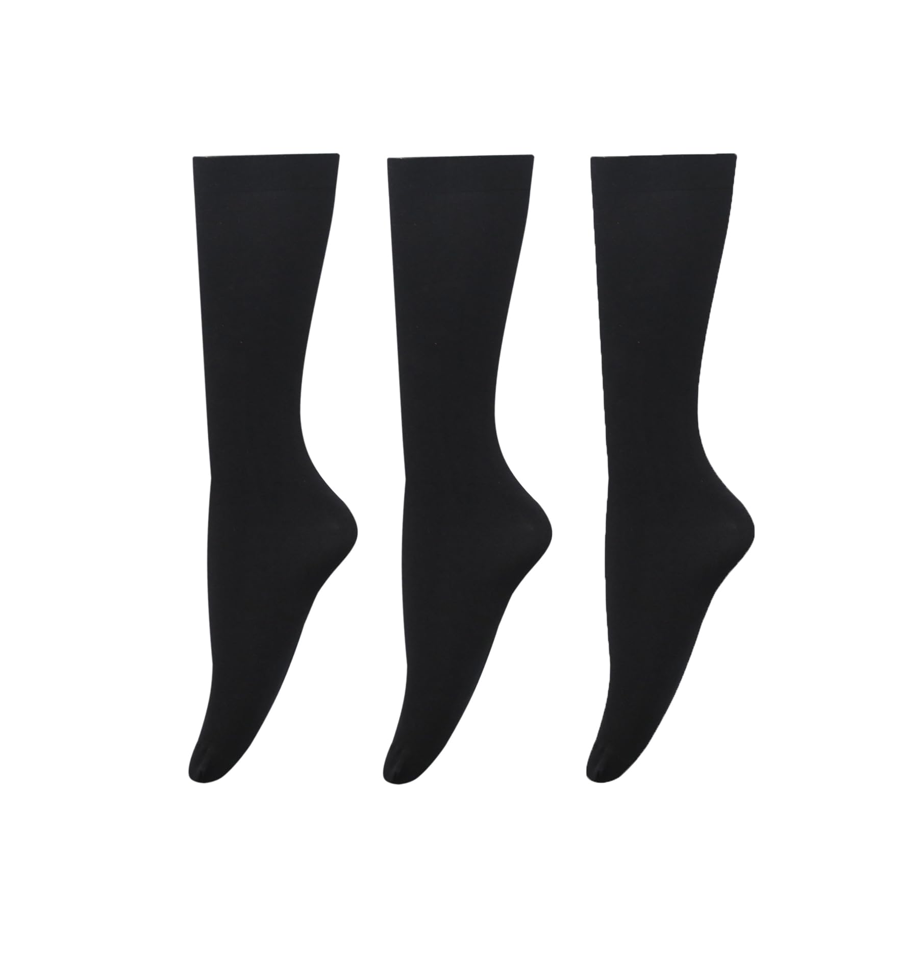 Bestjybt 3 Pairs Women's Opaque Knee High Socks - Stretchy Nylon Trouser Socks for Work, Office & Everyday Wear