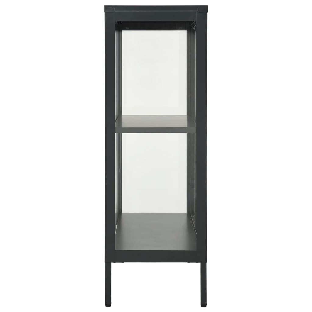 Industrial Style Sideboard Console Table with Steel and Glass - Storage Cabinet Buffet for Living Room, Bedroom, Office, Dining Room & Hallway - Anthracite 29.5