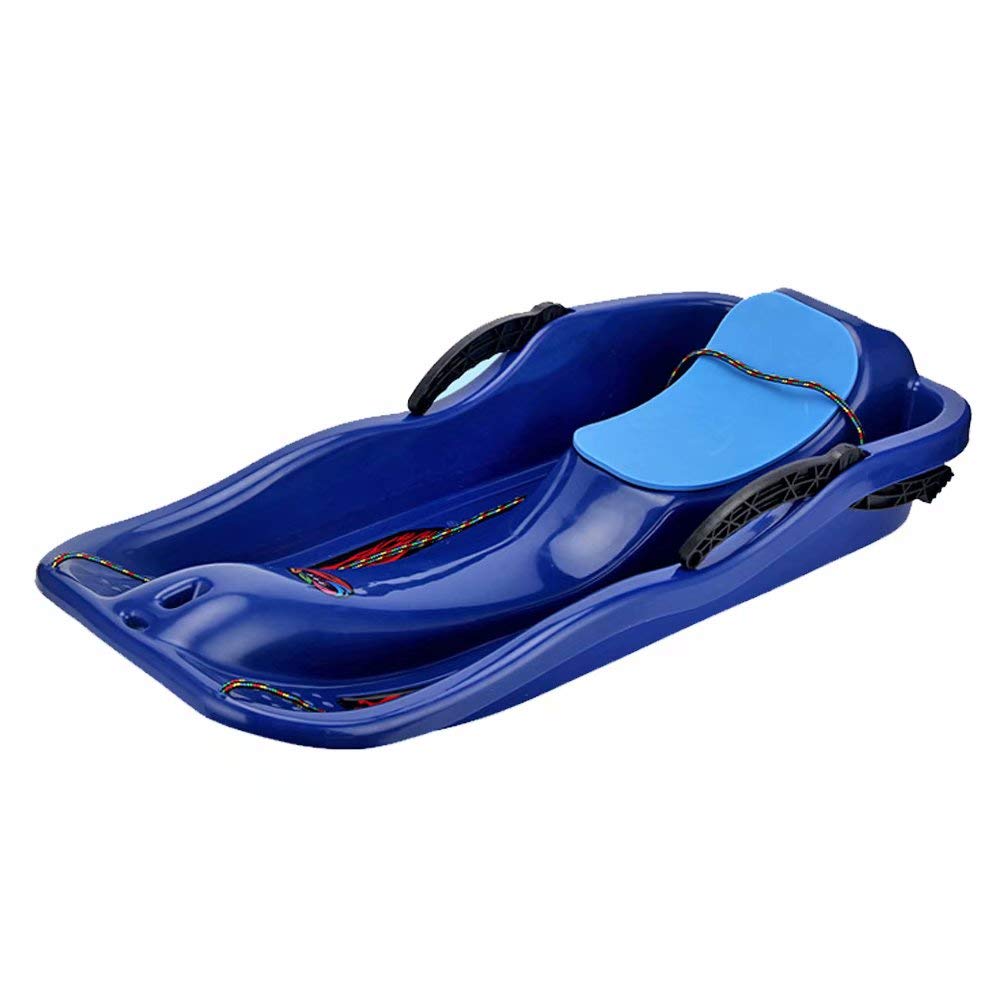 Prettywan Snow Sled for Kids & Adults - Heavy Duty Toboggan Slider with Cushioned Seat & Pull Rope for Winter Snow Sledding, Grass Sliding & Dune Boarding - Perfect for Backyard, Park & Mountain Adventures