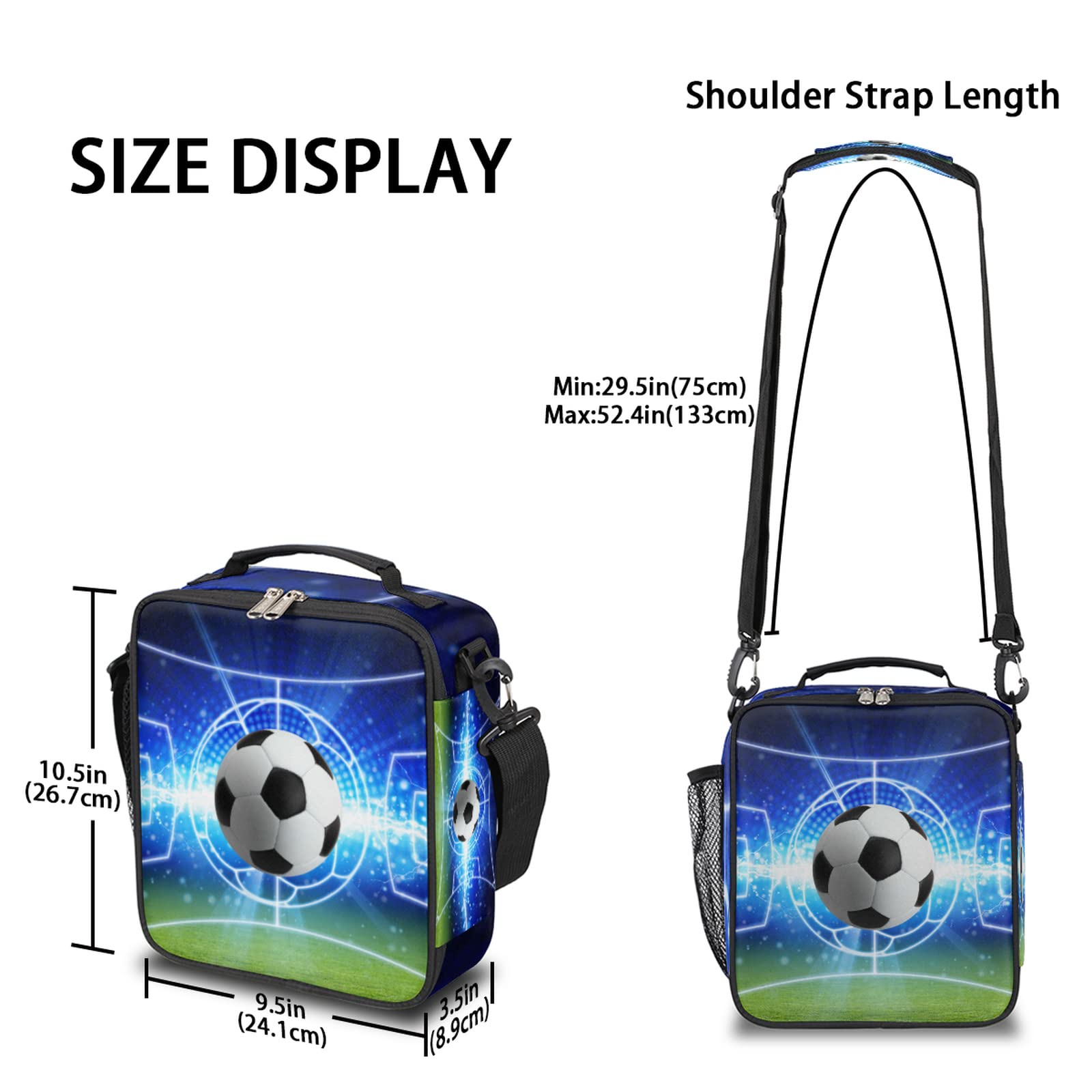 Insulated Soccer Lunch Box - Reusable Football 3D Pattern Cooler Bag with Shoulder Strap for Kids, Women & Men | Perfect for School, Work, Picnics & Sports Events