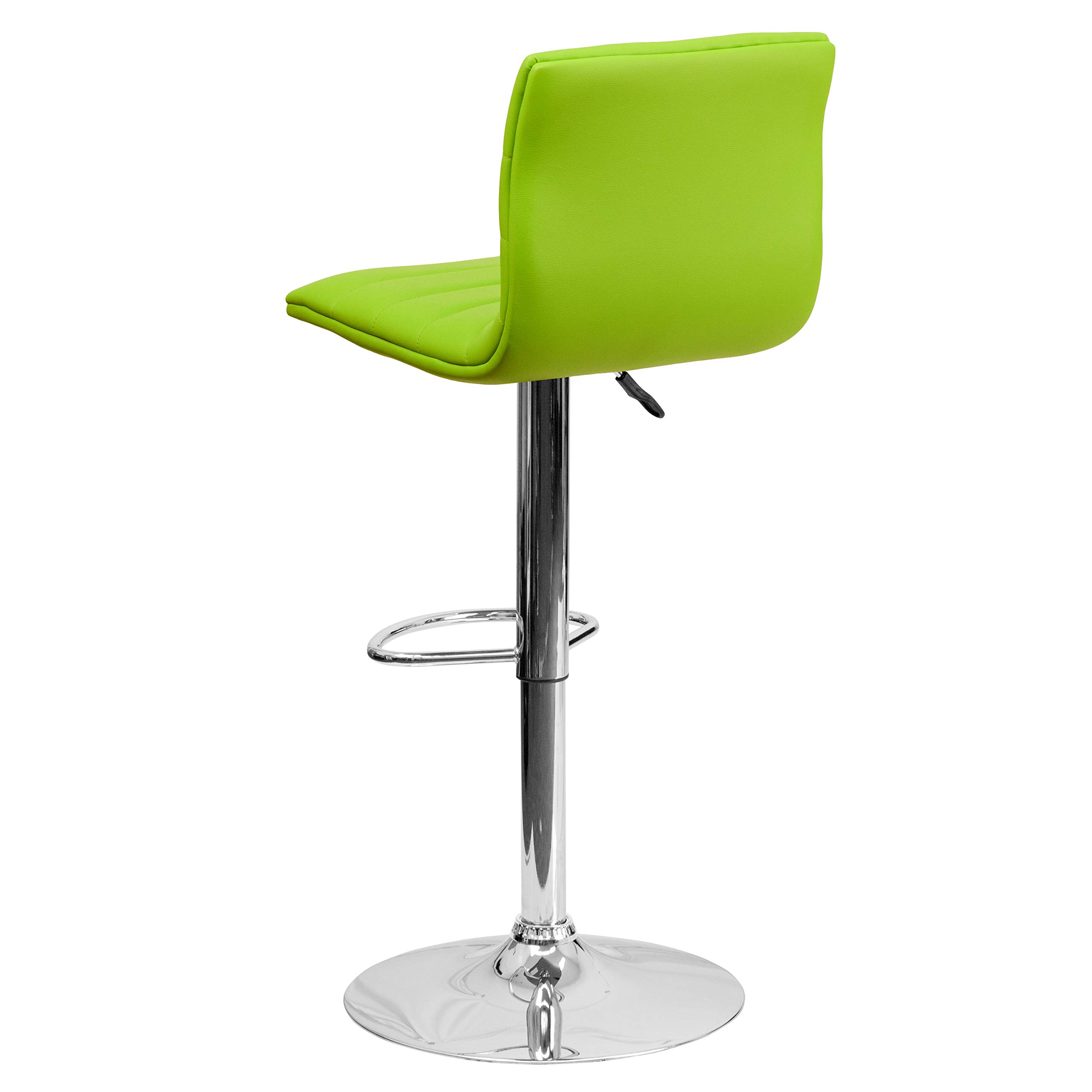 2 Pack Adjustable Height Green Vinyl Bar Stools with Horizontal Stitch Back - Perfect for Kitchen Island, Breakfast Nook & Home Bar Decor