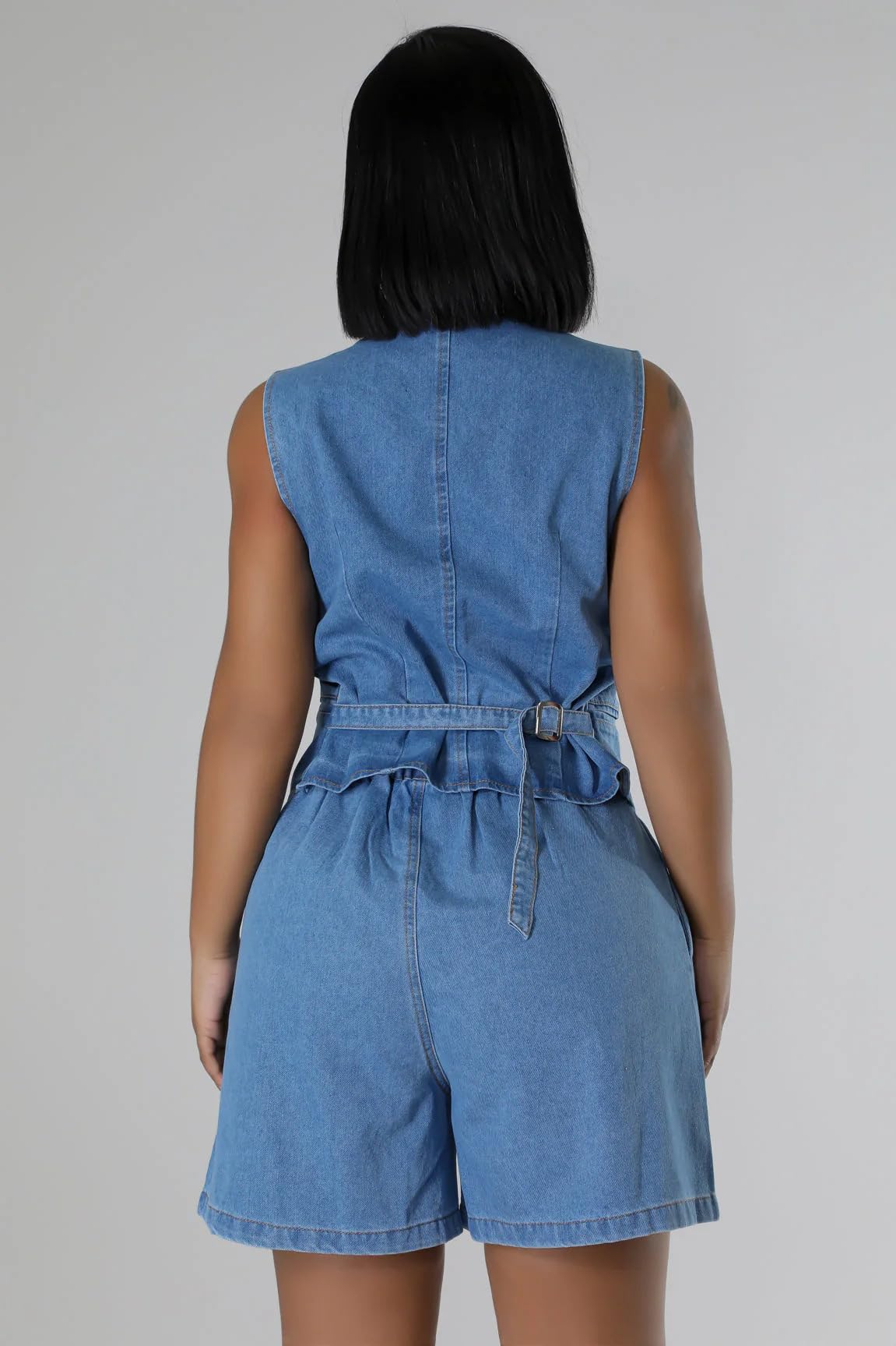 Stylish KSOTUTM Denim Outfit for Women - Button Front Denim Vest Top & High Waist Jean Shorts Set | Casual Summer Outfit, Streetwear Fashion, Party Wear