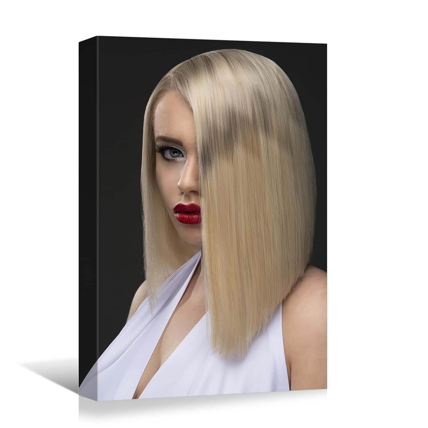 Looife Hair Salon Canvas Wall Art 12x16 Inch - Beauty Girl Model with Smooth Long Hair Style - Framed & Ready to Hang - Perfect for Salon Decor, Living Room, Bedroom & Office Wall Art