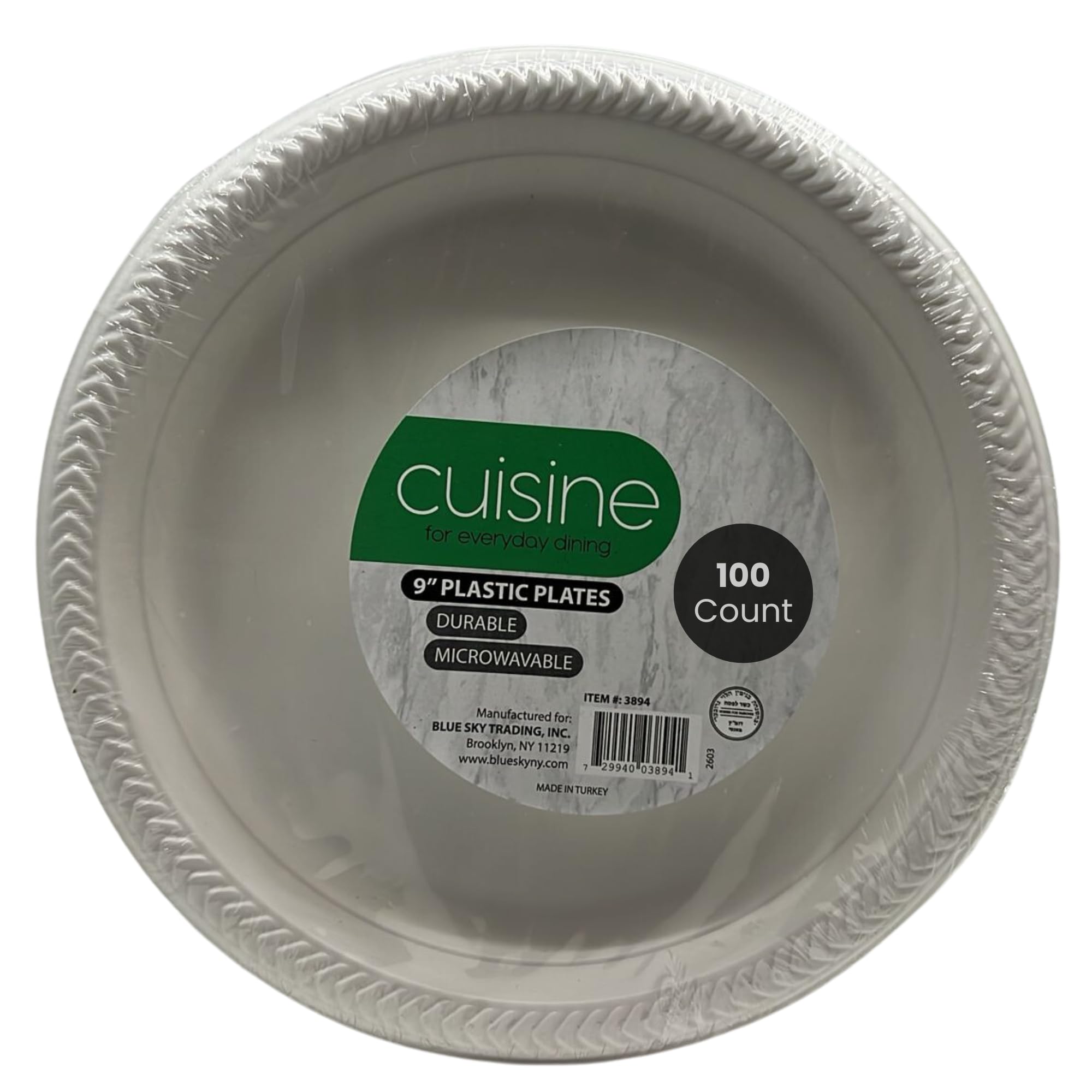 9-Inch Disposable White Plastic Plates - 300 Count - Microwave Safe Round Dinner Plates for Thanksgiving, Parties, Weddings & Holidays - Perfect for Family Gatherings, BBQs & Catering Events