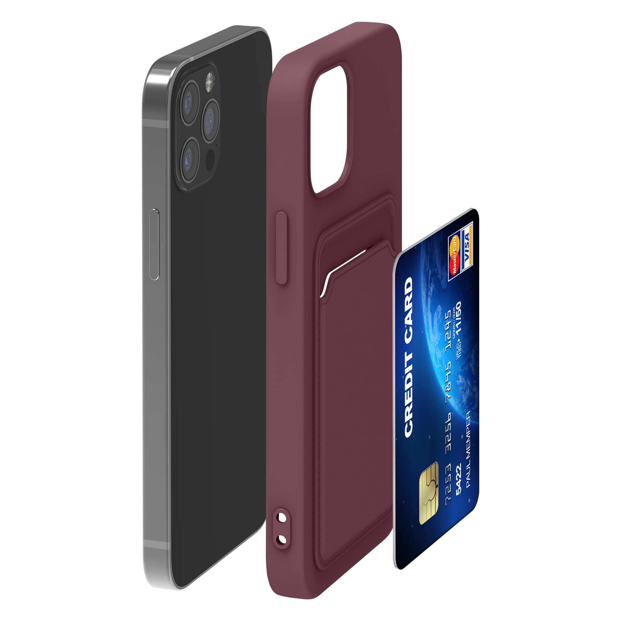 kwmobile Shockproof TPU Phone Case Compatible with Apple iPhone 12 & iPhone 12 Pro - Slim Protective Cover with Credit Card Holder (Tawny Red) - Perfect for Everyday Use, Travel & Outdoor Activities