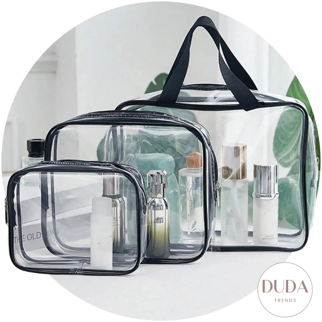 Clear Travel Toiletry Bags Set of 3 - Waterproof Cosmetic Organizer for Women & Men - Perfect for Airplane Carry-on, Gym, Camping Trips