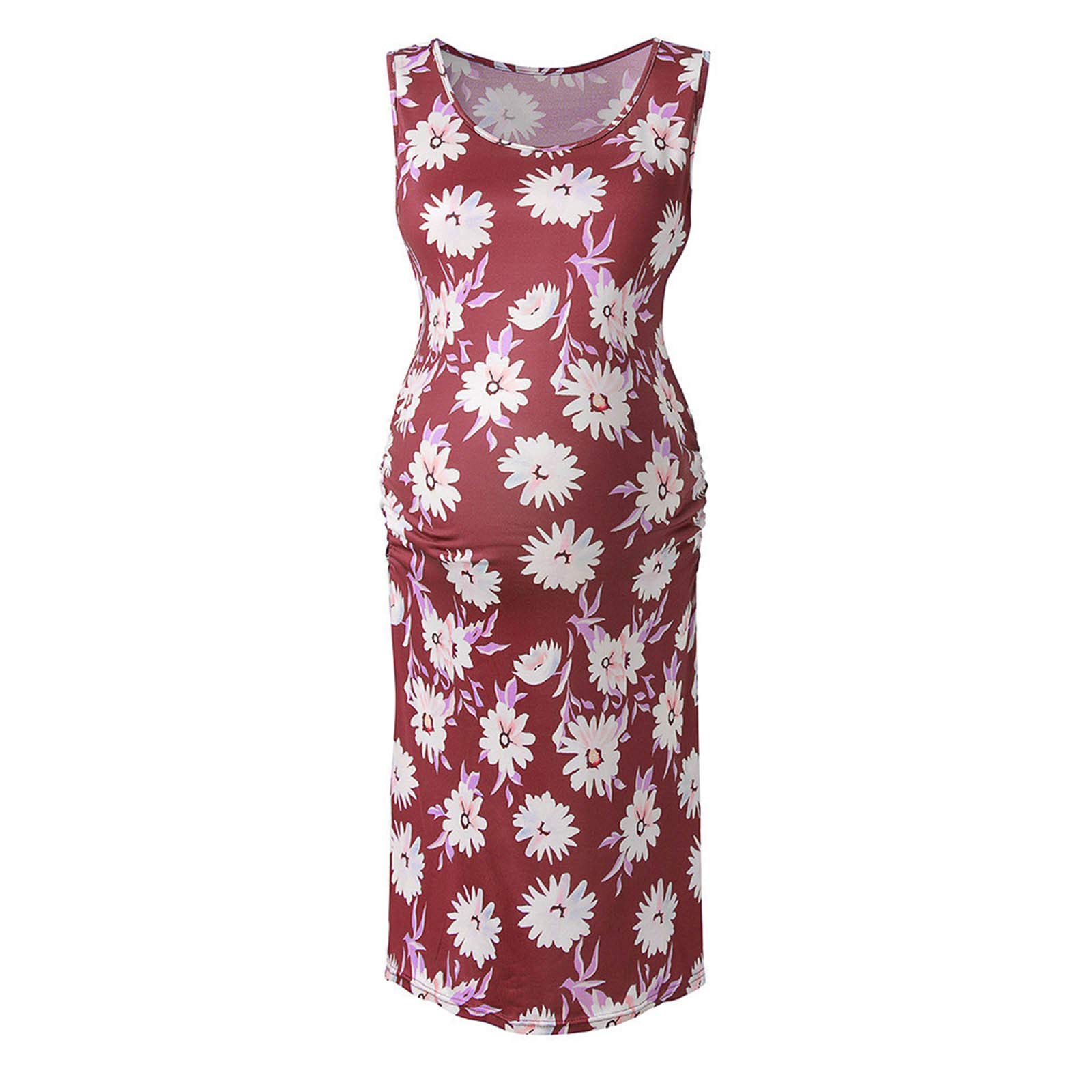 ASNTRGD Women's Maternity Dress - Floral Print Sleeveless Tank Dress for Pregnancy, Plus Size Comfortable Casual Wear | Perfect for Baby Showers, Maternity Photos & Everyday Summer Outfits