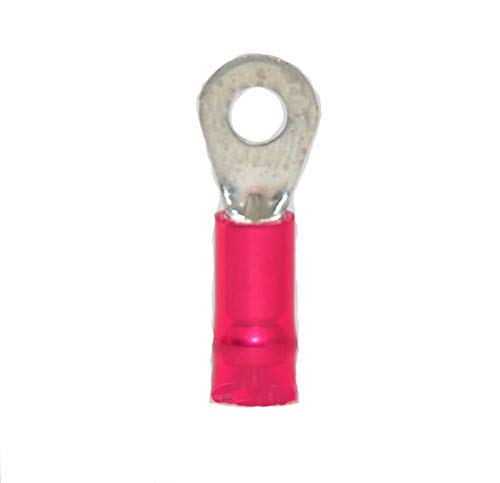 22-18 AWG 3-Piece Nylon Compatible Sleeve Insulated #10 Stud Ring Terminal (1000pcs Bulk Pack) - Ideal for Automotive, Marine, and Electrical Wiring Applications