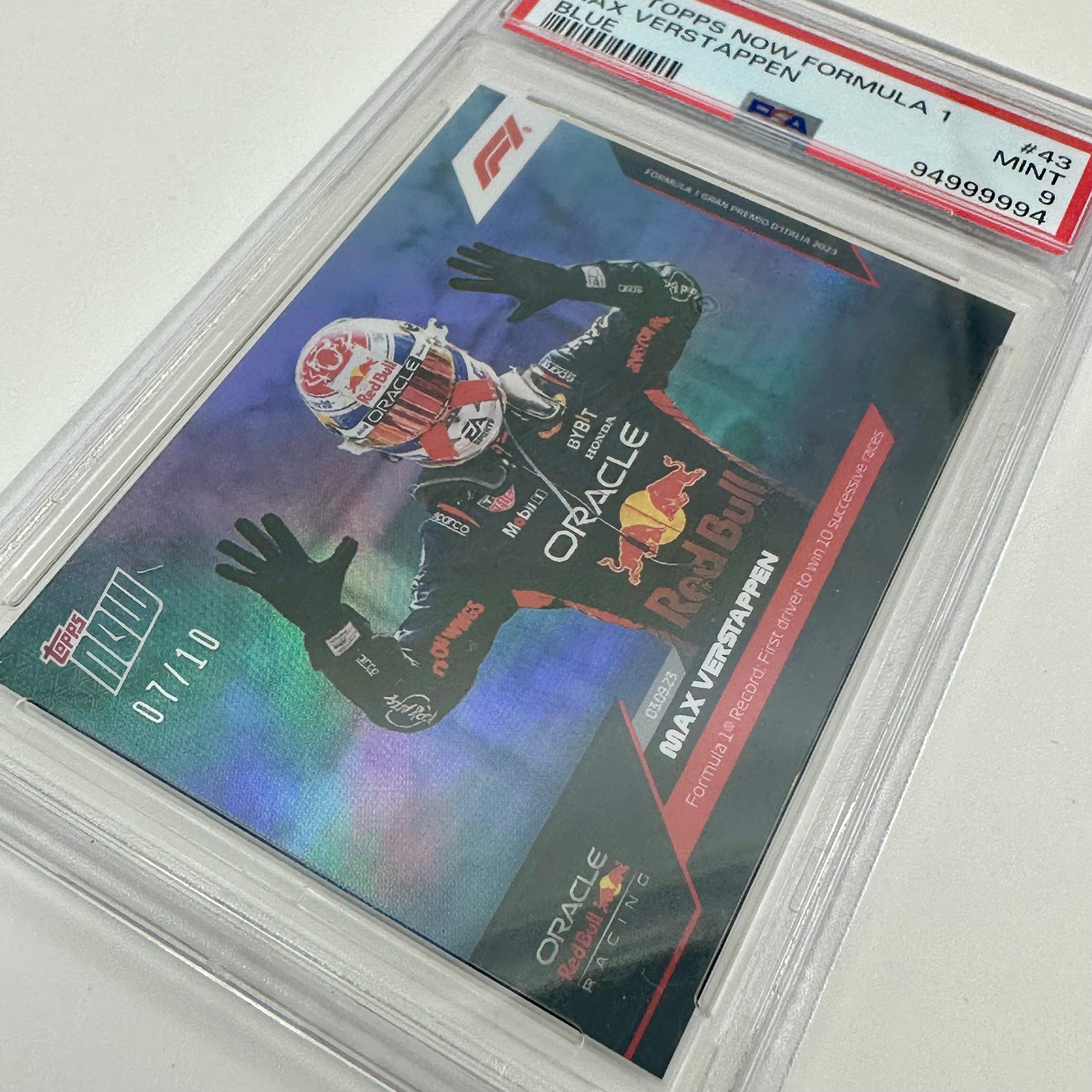 2023 Topps Now F1 Max Verstappen #43 PSA 9 Blue - Rare Collectible Trading Card for F1 Fans, Sports Memorabilia Enthusiasts & Investment Collectors - Perfect for Display, Gifts, and Portfolio Diversification
