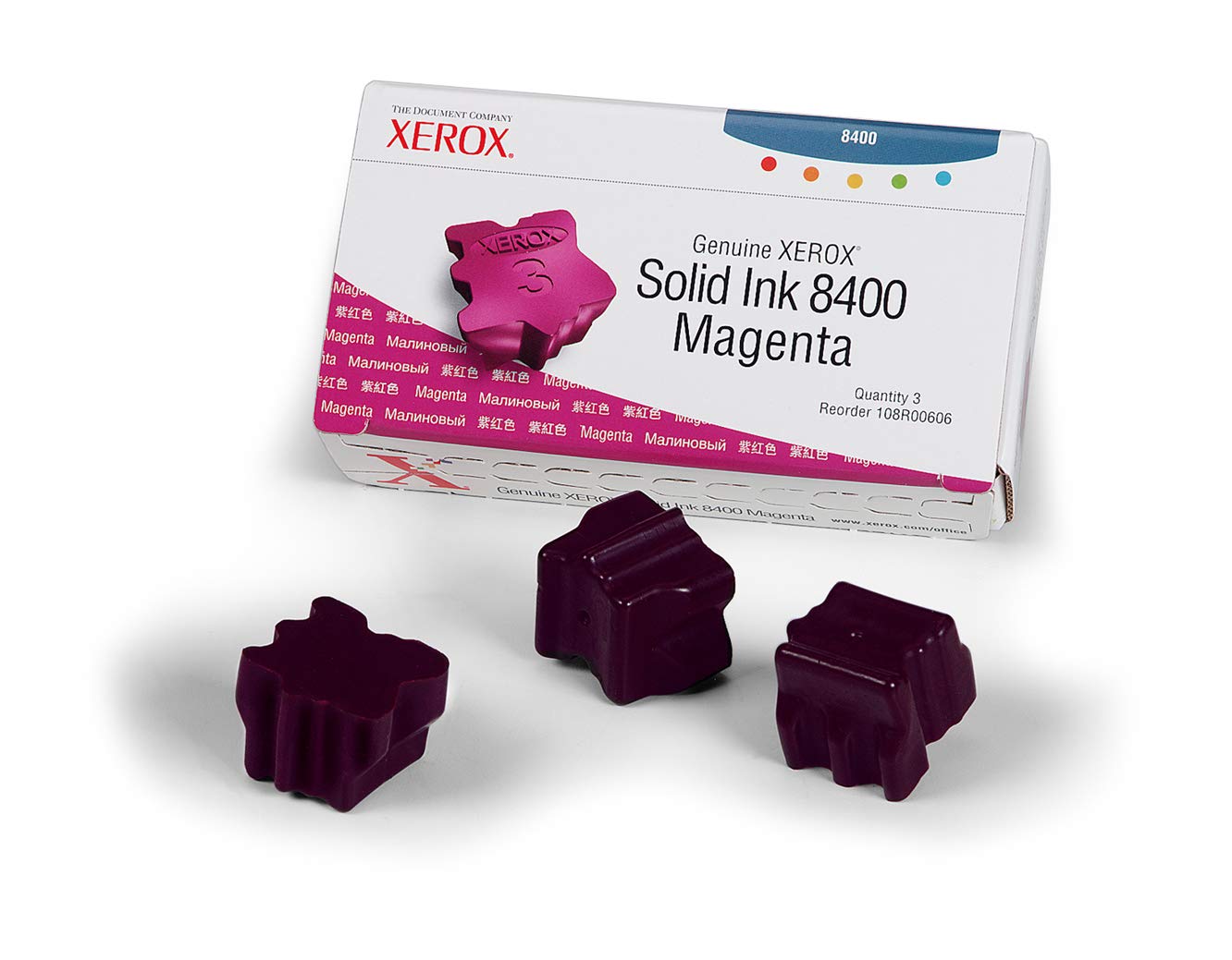 Xerox 108R00606 Magenta Solid Ink Stick (3-Pack) - Compatible with Phaser 8400 Series Printers | High-Quality Printing for Office Documents, Presentations & Marketing Materials