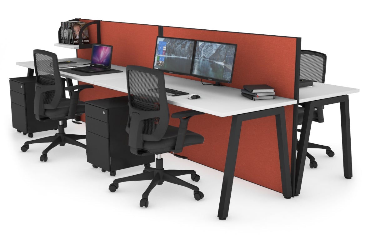 Horizon Quadro 4-Person Office Bench with A-Legs - 1600L x 700W Workstation for Collaborative Workspaces, Conference Rooms & Open Office Layouts