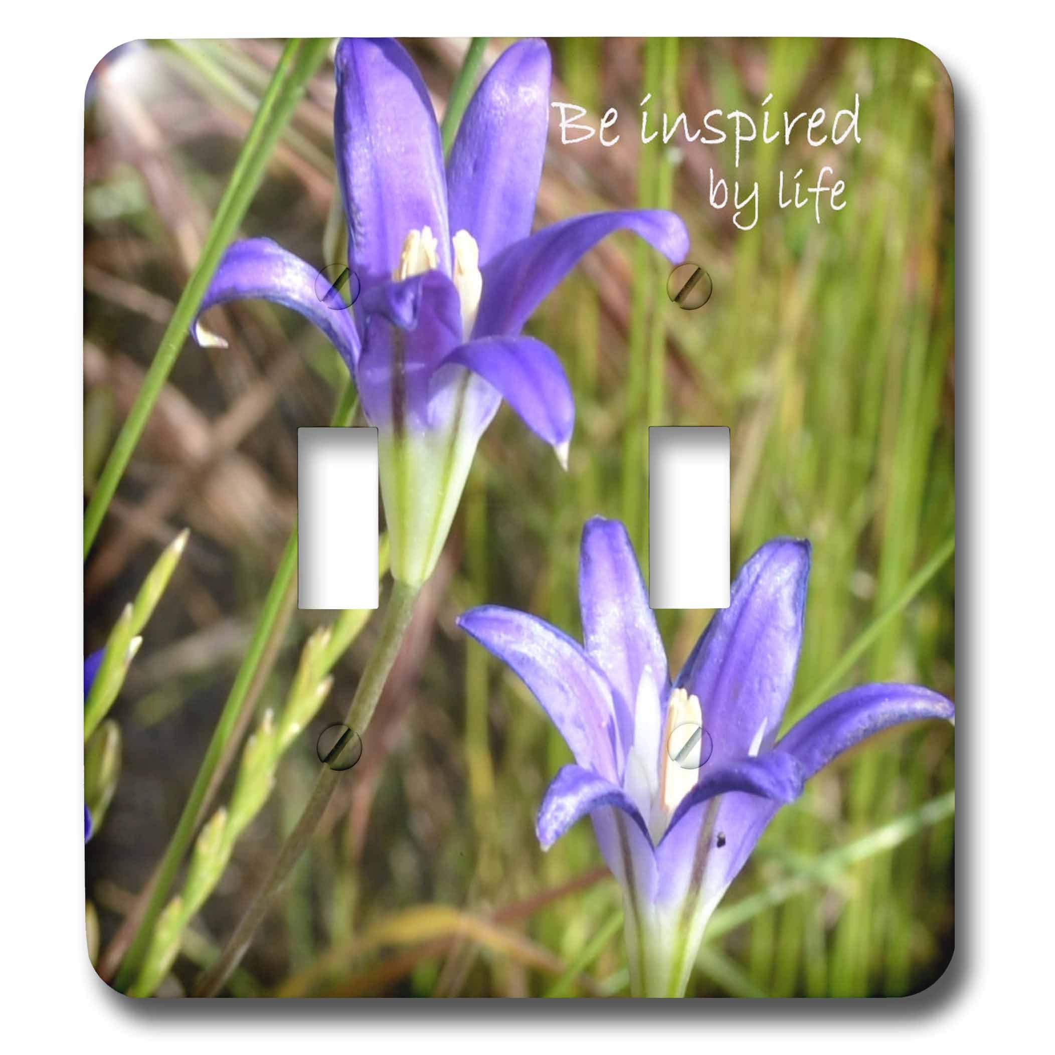 3dRose LLC lsp_23506_2 Be Inspired Purple Flowers Double Toggle Switch - Decorative Wall Plate for Home & Office Decor