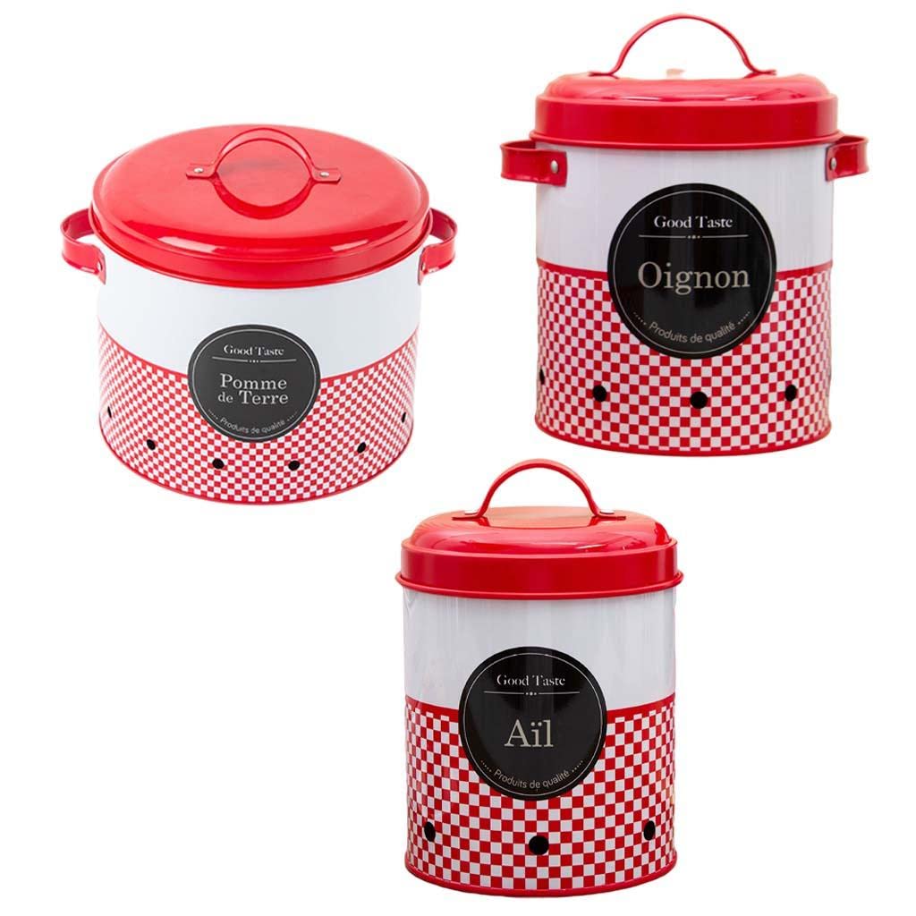 FAKEME 3-Piece Potato Storage Containers with Lids - Airtight Fresh Food Organizer with Ventilation Holes for Potatoes, Onions, Garlic - Ideal for Kitchen Pantry Organization & Produce Storage