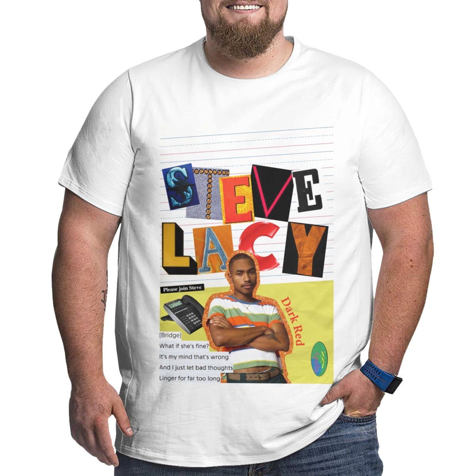Steve Lacy Oversized T-Shirt for Men - 100% Cotton Big & Tall Tee - White Short Sleeve Shirt - Perfect for Concerts, Streetwear & Casual Outfits