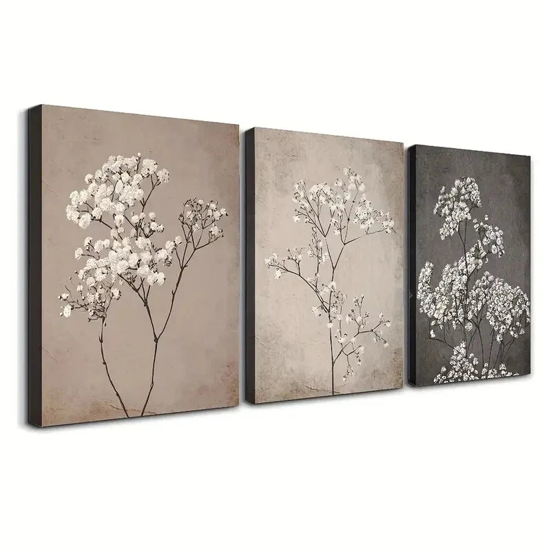 Vintage Floral Wall Art Set - 3 Piece Framed Canvas Prints 40x60cm - High Quality Australian Made Wall Decor - Perfect for Living Room, Bedroom & Office Decoration