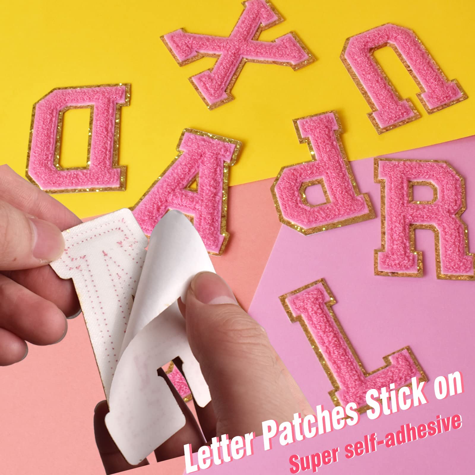 Self-Adhesive Iron On Letter Patches - 1PC Preppy Varsity Letter Stickers for Clothing & Accessories (T, Hot Pink) - Perfect for DIY Crafts, Jacket Customization & School Spirit Projects