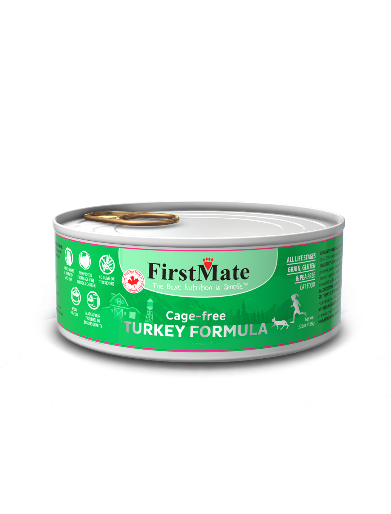 FirstMate Free Run Turkey Grain & Gluten Free Wet Cat Food - Natural & Healthy (2 Sizes) - Perfect for Sensitive Stomach & Allergies | Indoor & Outdoor Cats