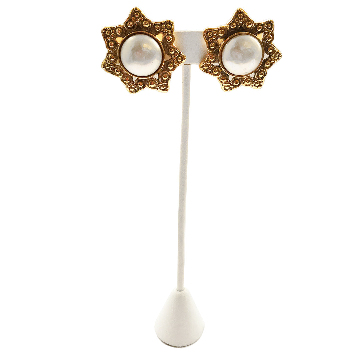 Authentic Signed Chanel Faux Pearl Earrings - Elegant Fashion Jewelry for Women, Perfect for Parties, Weddings & Special Occasions