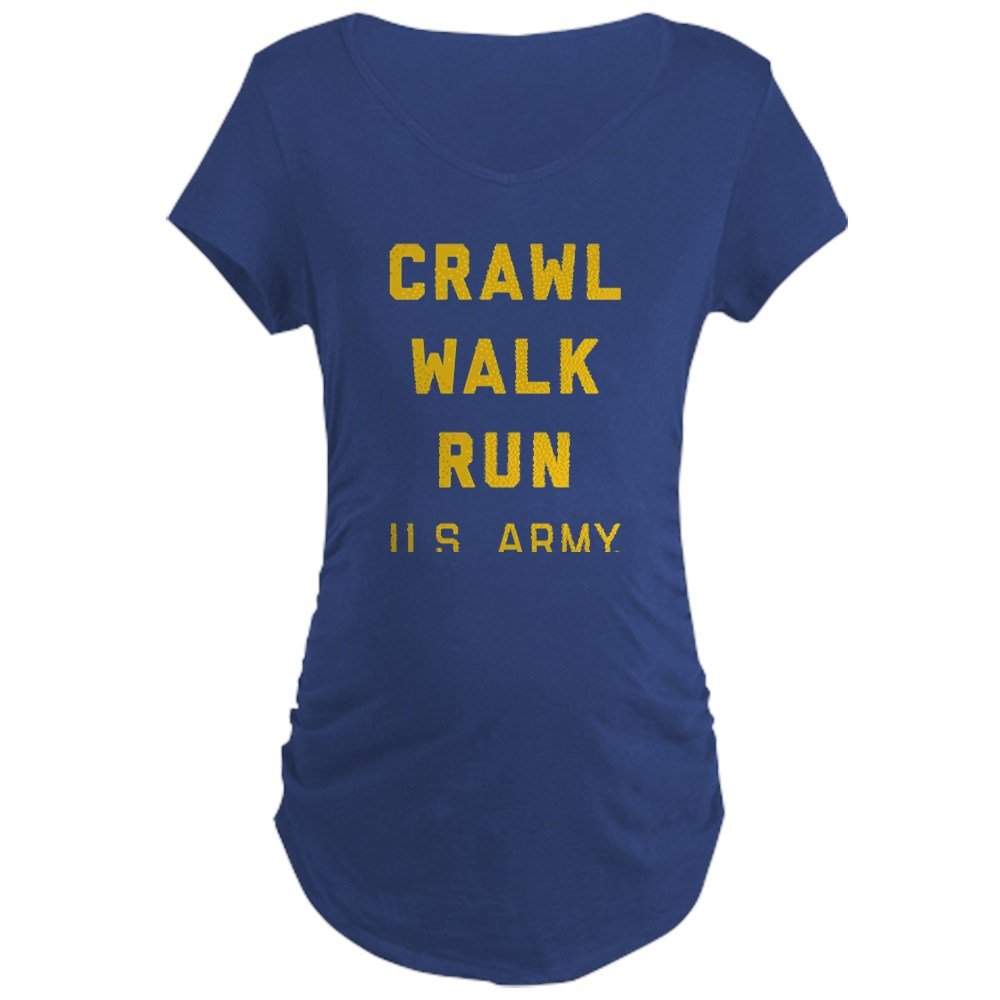 U.S. Army Crawl Walk Run Maternity T-Shirt - Comfortable Cotton Pregnancy Tee for Military Moms | Perfect for Casual Wear, Baby Showers & Military Apparel Collection