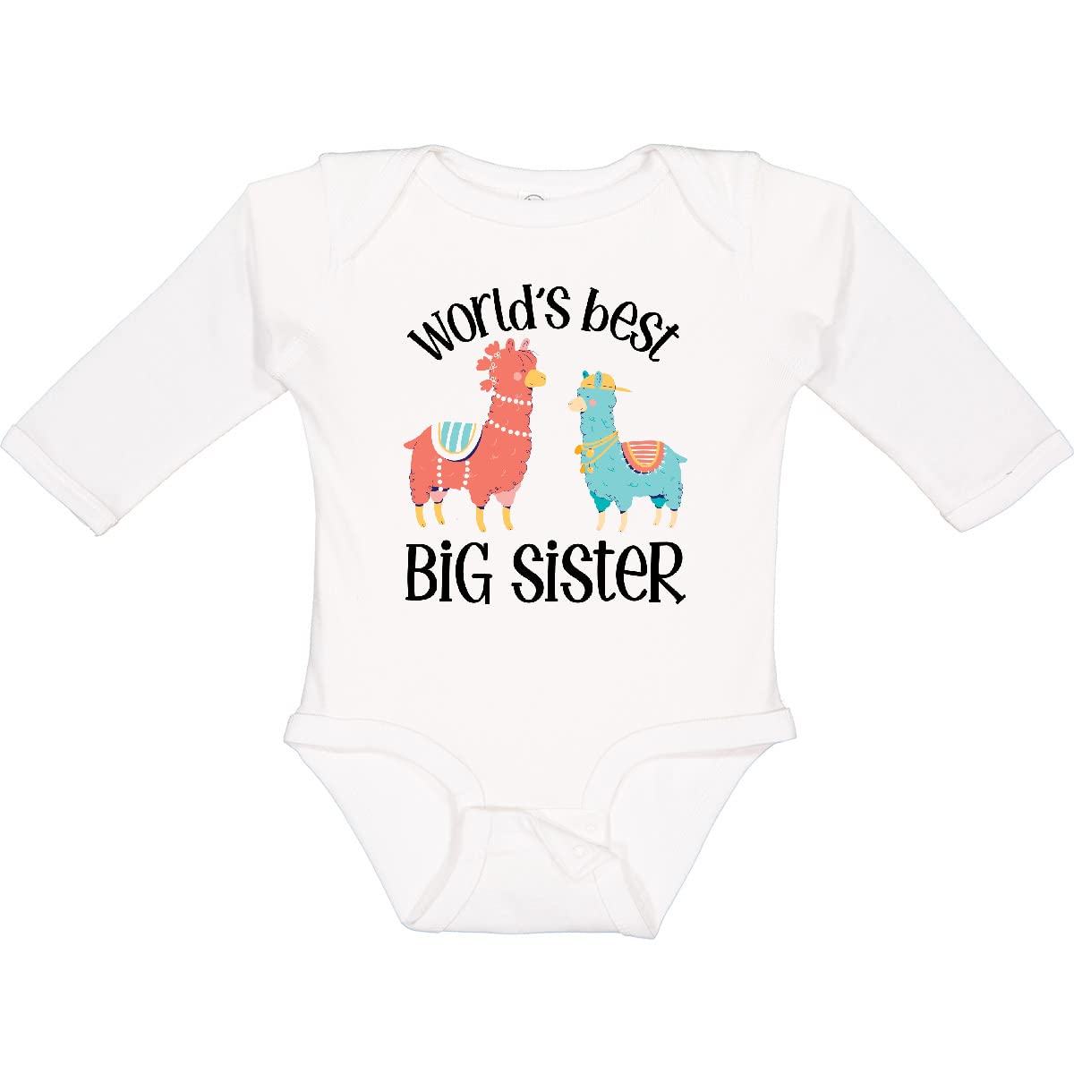 Inktastic World's Best Big Sister Long Sleeve Baby Bodysuit - Perfect for Newborn Photoshoots, Sibling Announcements & Family Matching Outfits