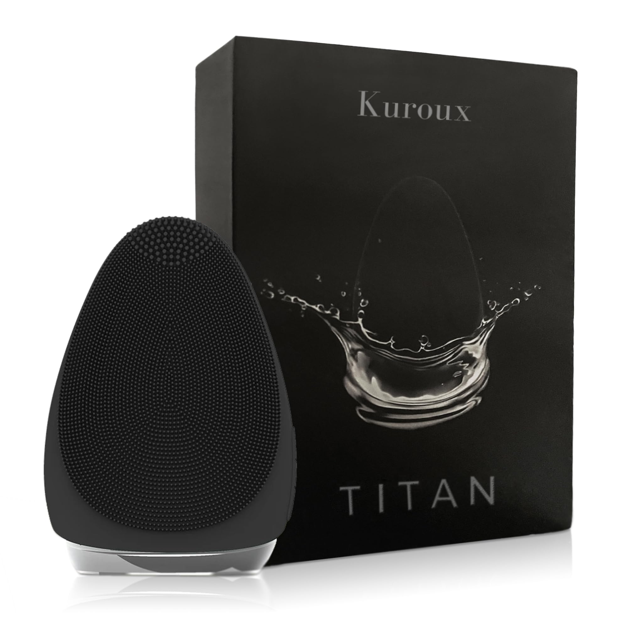 Kuroux Men's Facial Cleanser Brush - Sonic Vibrating Face Cleansing Brush with Soft Bristles, IPX7 Waterproof, Gentle Exfoliating Scrubber, Medical-Grade Silicone | Deep Pore Cleaning for Acne & Blackheads | Perfect for Daily Skincare & Travel