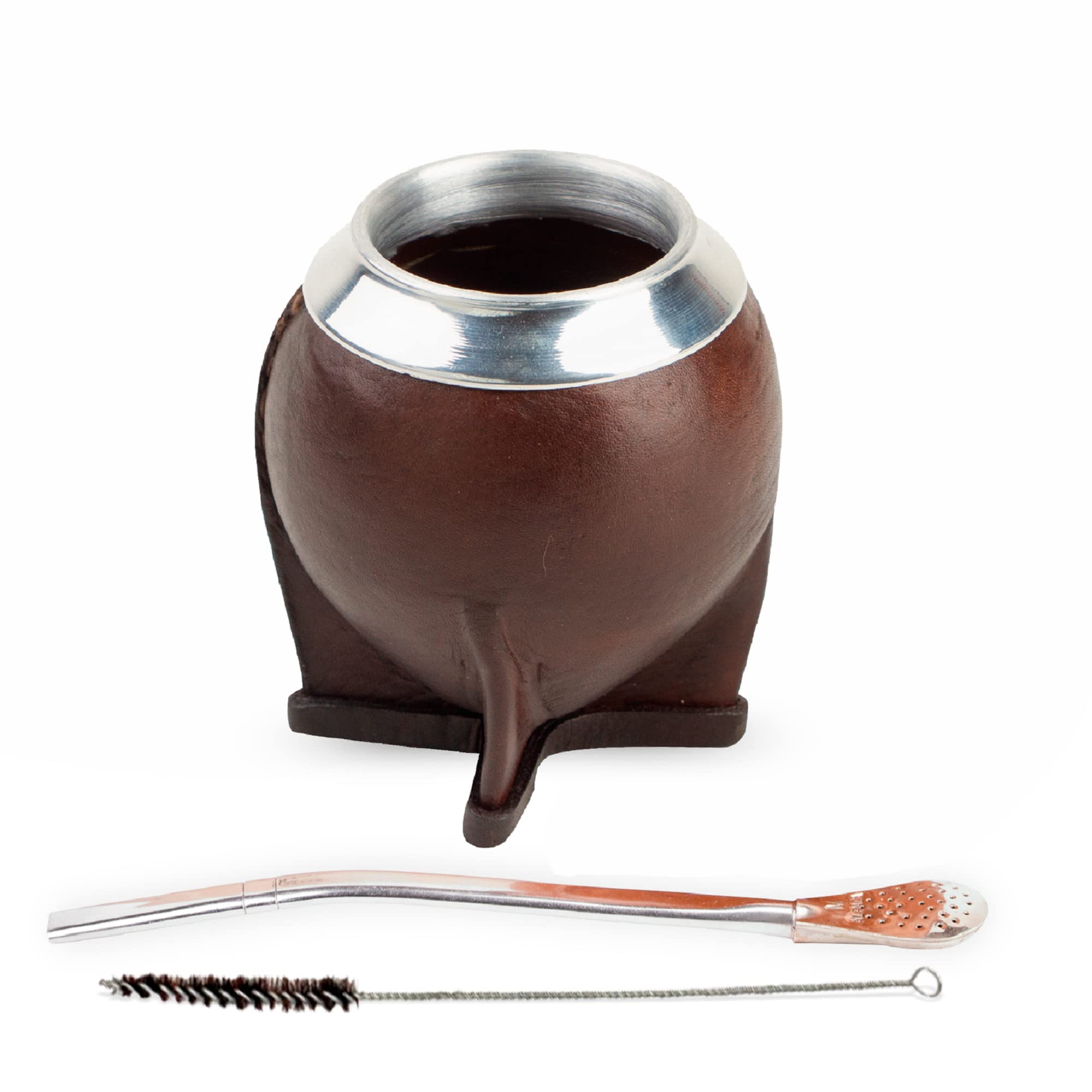 Premium Yerba Mate Cup Set - Ceramic with Leather Wrap & Bombilla Straw - Perfect for Tea Lovers