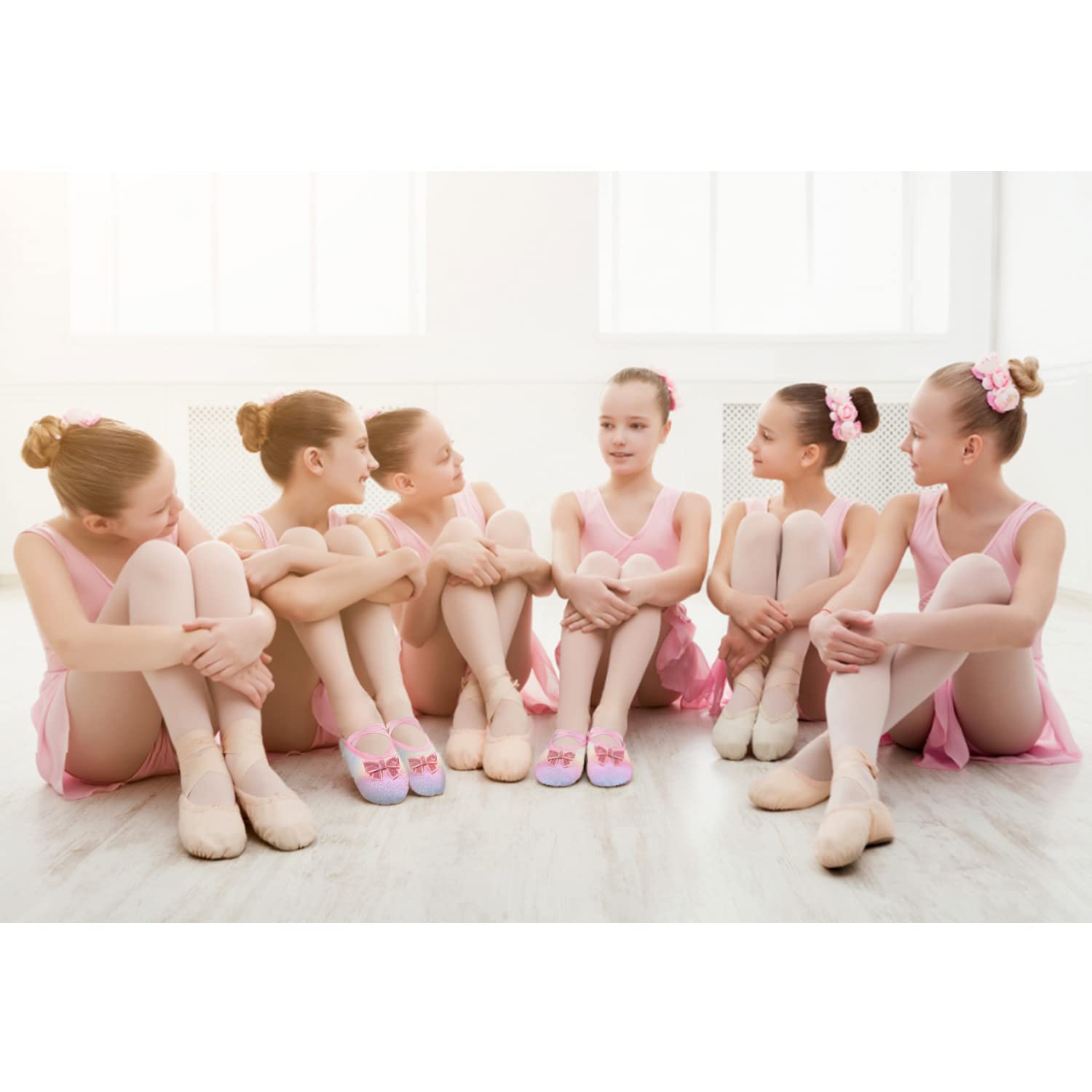 **WYHDY Girls Ballet Shoes - Split-Sole Glitter Dance Flats for Toddlers & Kids | Perfect for Ballet Class, Recitals & Dance Performances**