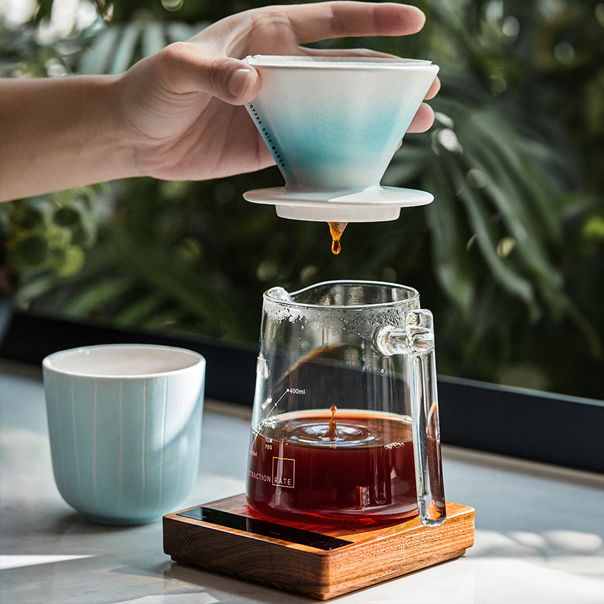 Premium V60 Ceramic Pour Over Coffee Dripper with Glass Sharing Pot - Perfect for Home Brewing, Office Use & Specialty Coffee Enthusiasts
