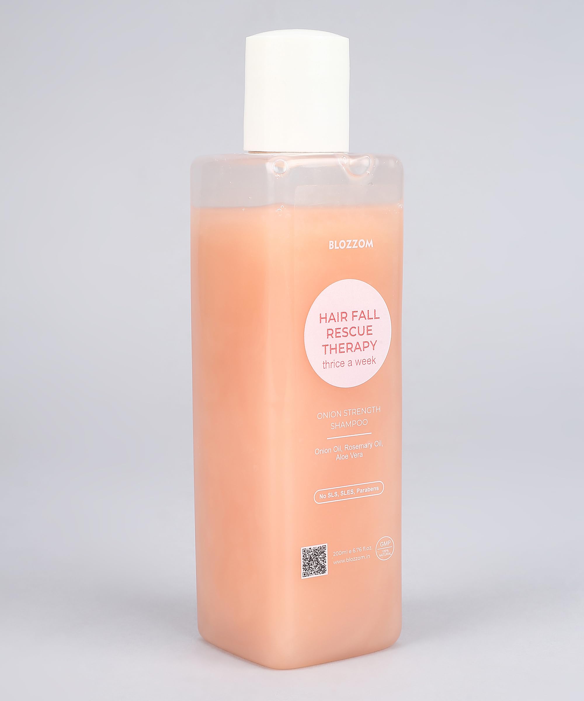 Blozzom Onion Shampoo for Hair Growth & Strengthening - Infused with Onion Seed Oil, Amla & Rosemary Extract - Sulfate Free & Nourishing Formula (Pack of 1) - Perfect for Damaged Hair Repair & Daily Hair Care Routine