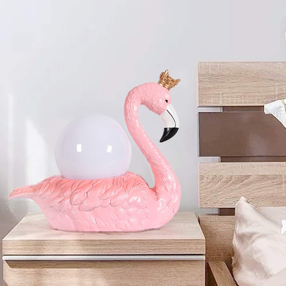 Flamingo Table Lamp - Modern Nordic Style Bedside Lamp for Bedroom, Warm White Light, Romantic & Creative Desk Lamp for Wedding, Princess Room Decor - Perfect for Bedrooms, Living Rooms, and Home Office Lighting