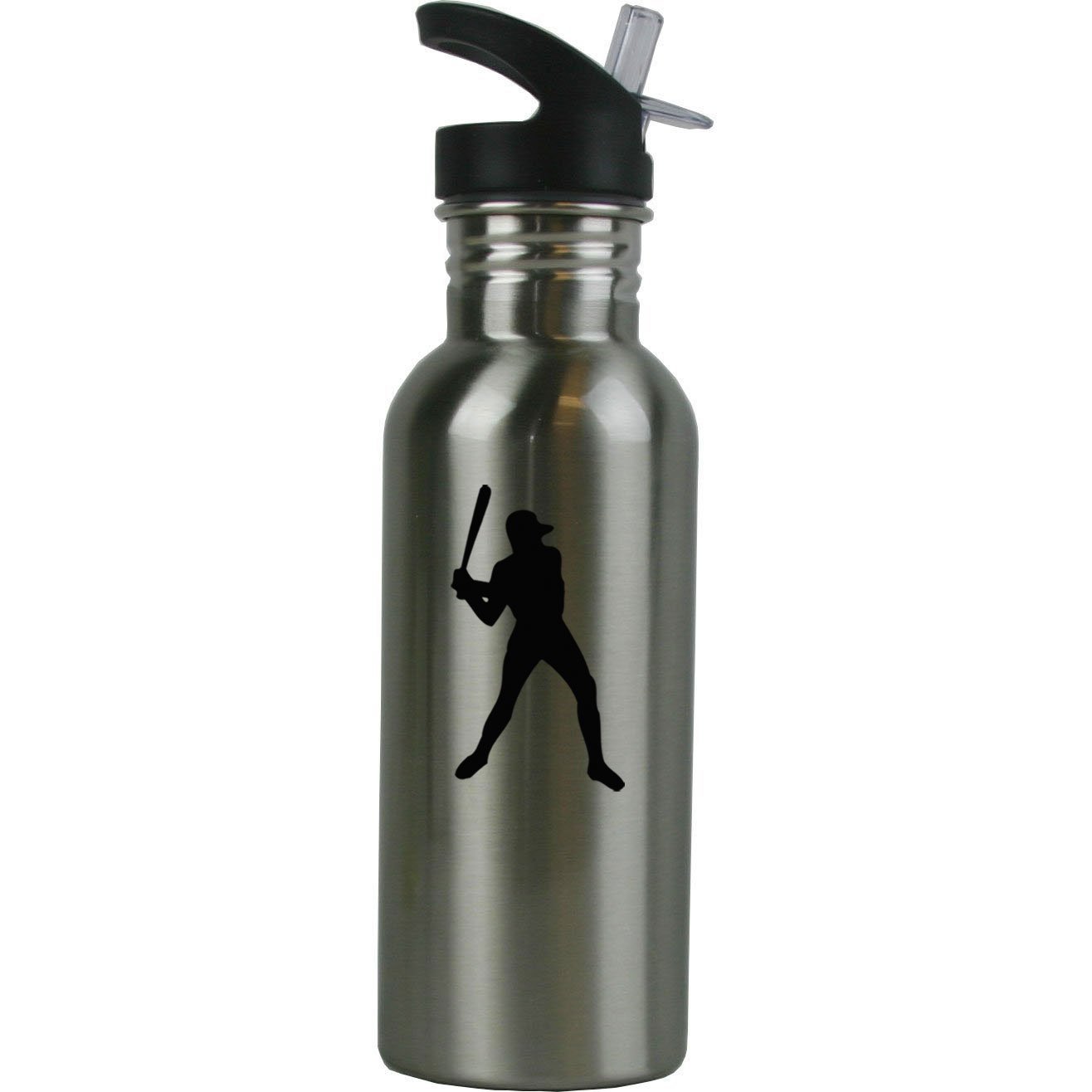 Custom 20oz Personalized Baseball Player Stainless Steel Water Bottle with Straw - Sport Drink Bottle for Athletes, Gym, Outdoor Activities (Black)