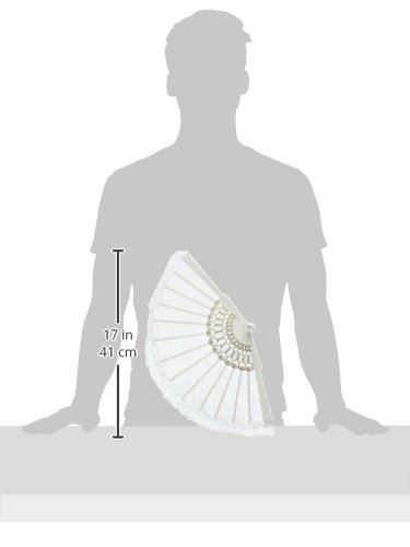 Sexy Lace Fan for Costumes - Elegant White Hand Fan for Burlesque, Flapper, and Cabaret Performances - Perfect for Halloween, Cosplay, and Themed Parties