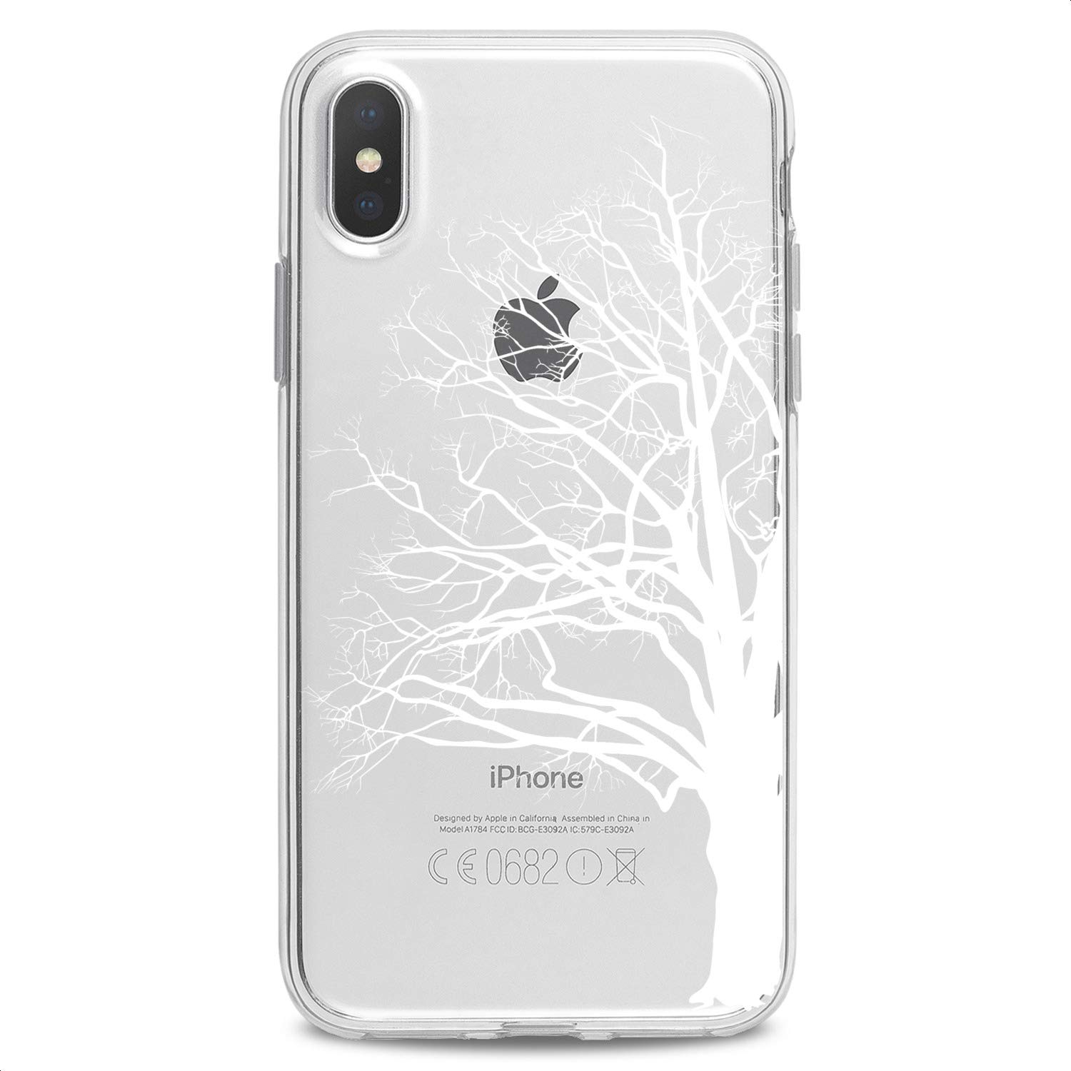 Premium TPU Phone Case for iPhone 16/15/14/13/12/11 Pro Max/Plus/Mini/XS/XR/X/8+/7/6/5/SE - Slim Flexible Silicone Cover with Nature Tree Art Design (Cute Clear White) - Perfect for Daily Protection & Style Enhancement