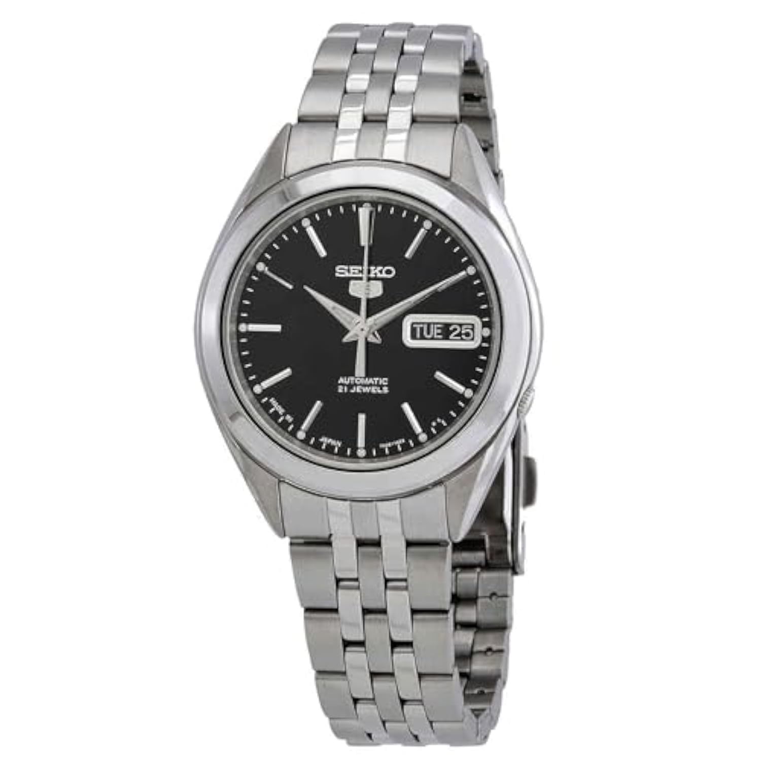 SEIKO 5 Automatic Black Dial Stainless Steel Men's Watch SNKL23J1 - Classic Dress Watch for Business, Formal & Everyday Wear
