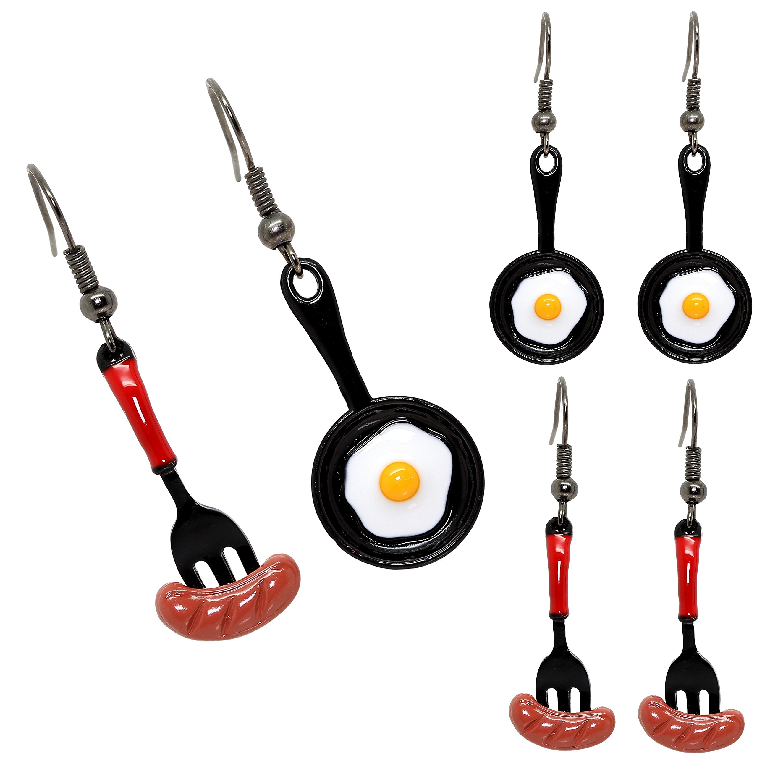 Bluebubble Non-Stick ALL DAY BREAKFAST Frying Pan - 8 Inch Skillet with Lid - Perfect for Eggs, Pancakes & More - Comes with Cute Fried Egg Dangle Earrings Gift Set - Ideal for Home Cooking, Camping & Housewarming Gifts